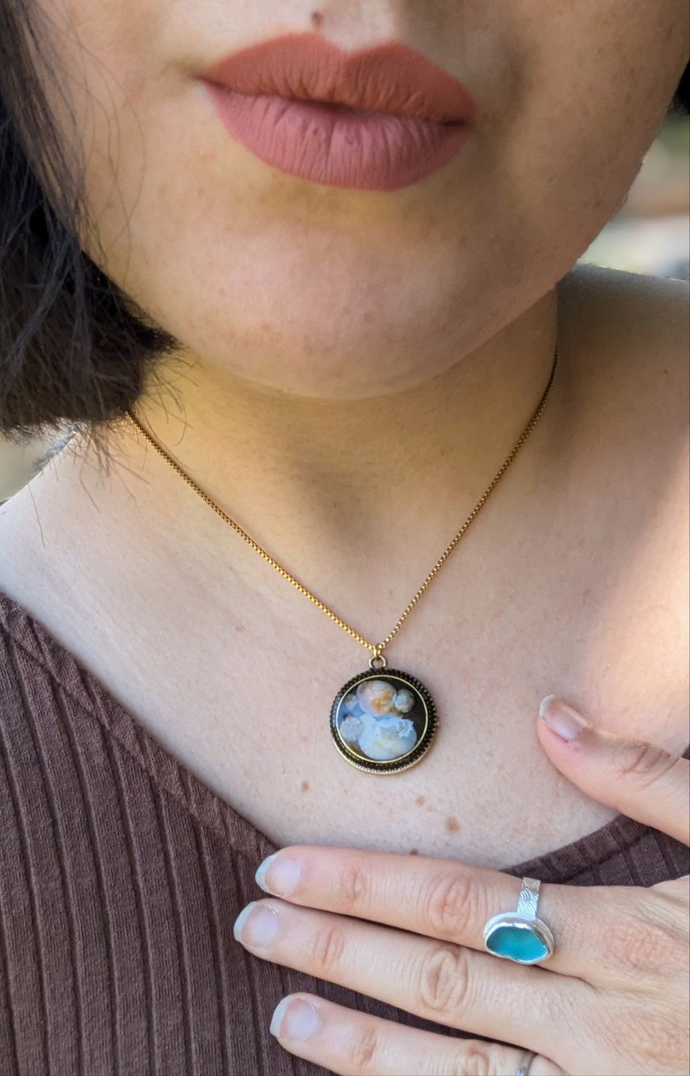 Israel Encapsulated: Round Decorated Israeli Shells Resin Pendant