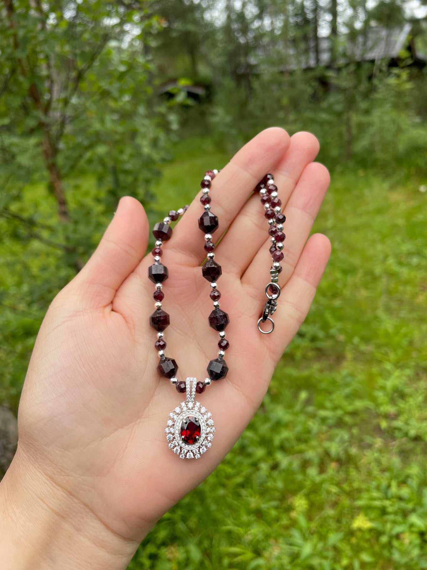 Pomegranate Seed Garnet Zirconia Necklace