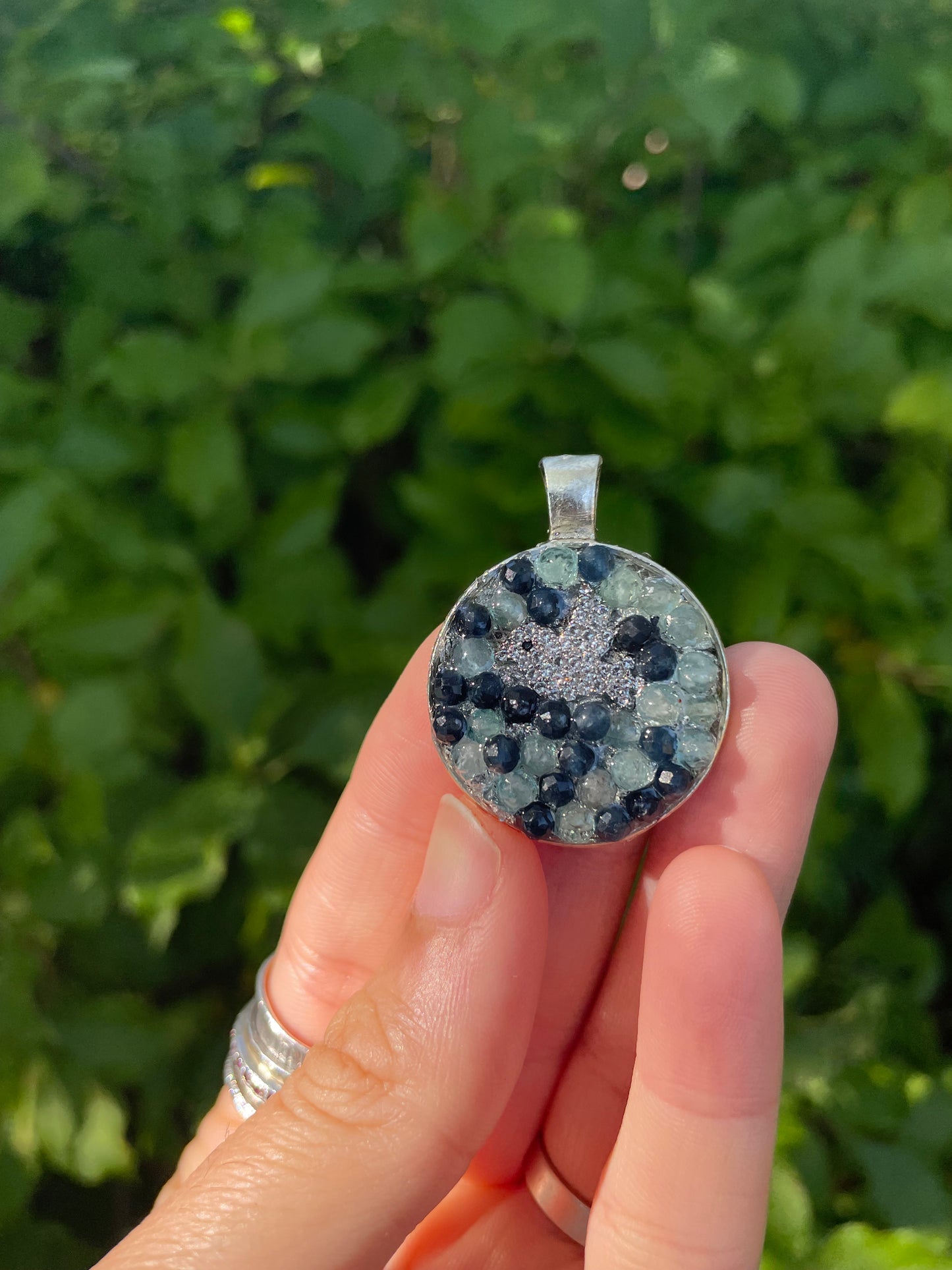 Peace Pigeon Kyanite Gemstones Round Pendant
