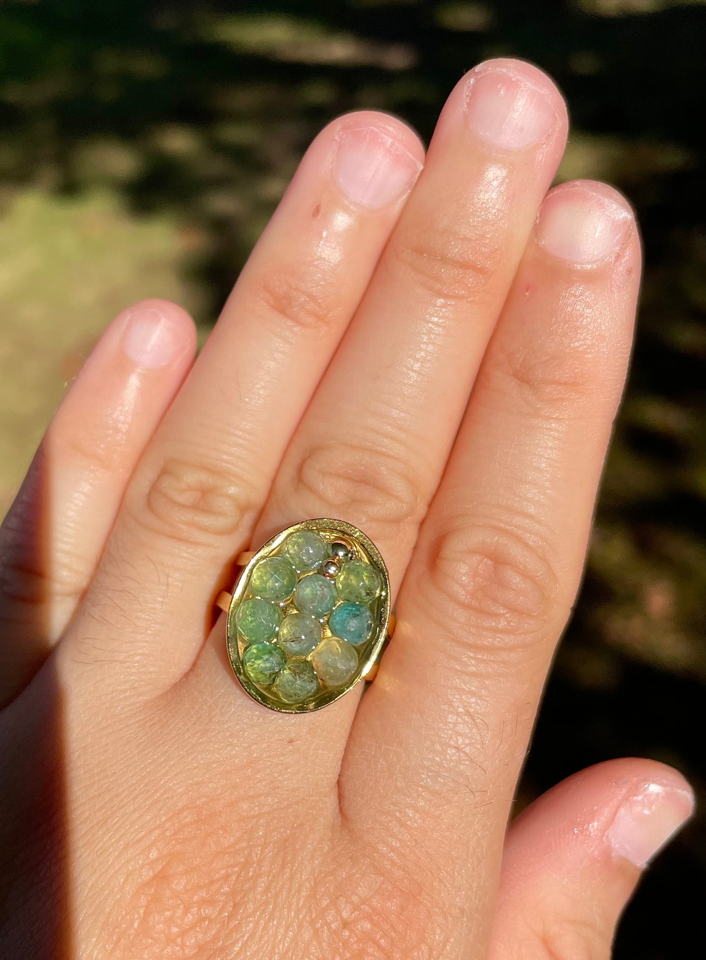 Kyanite Gemstones Resin Gold Plated Stainless Adjustable Ring