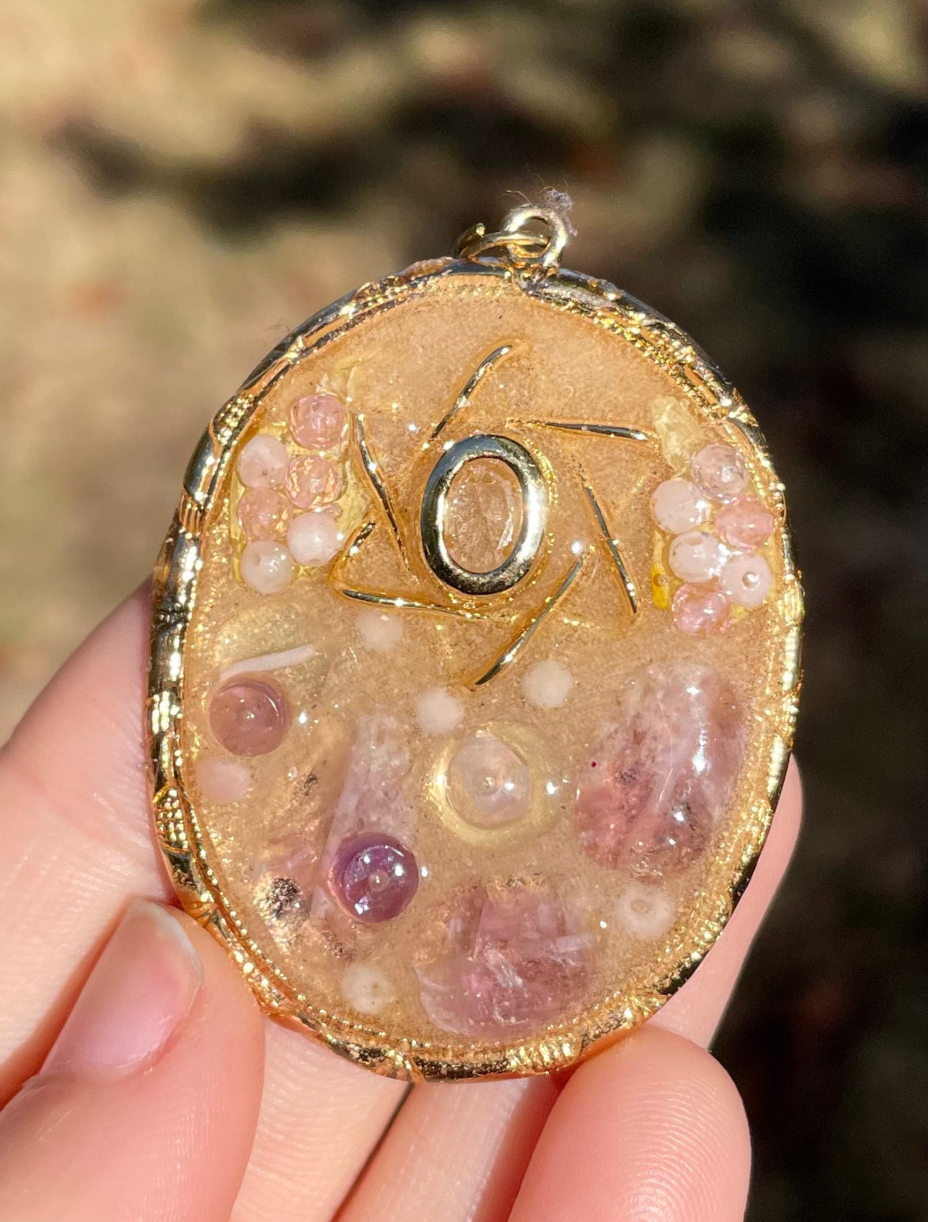 Pure Hope: Israeli Sand and Leaves, Amethsyt, Rose Quartz, Zirconia and Magen David