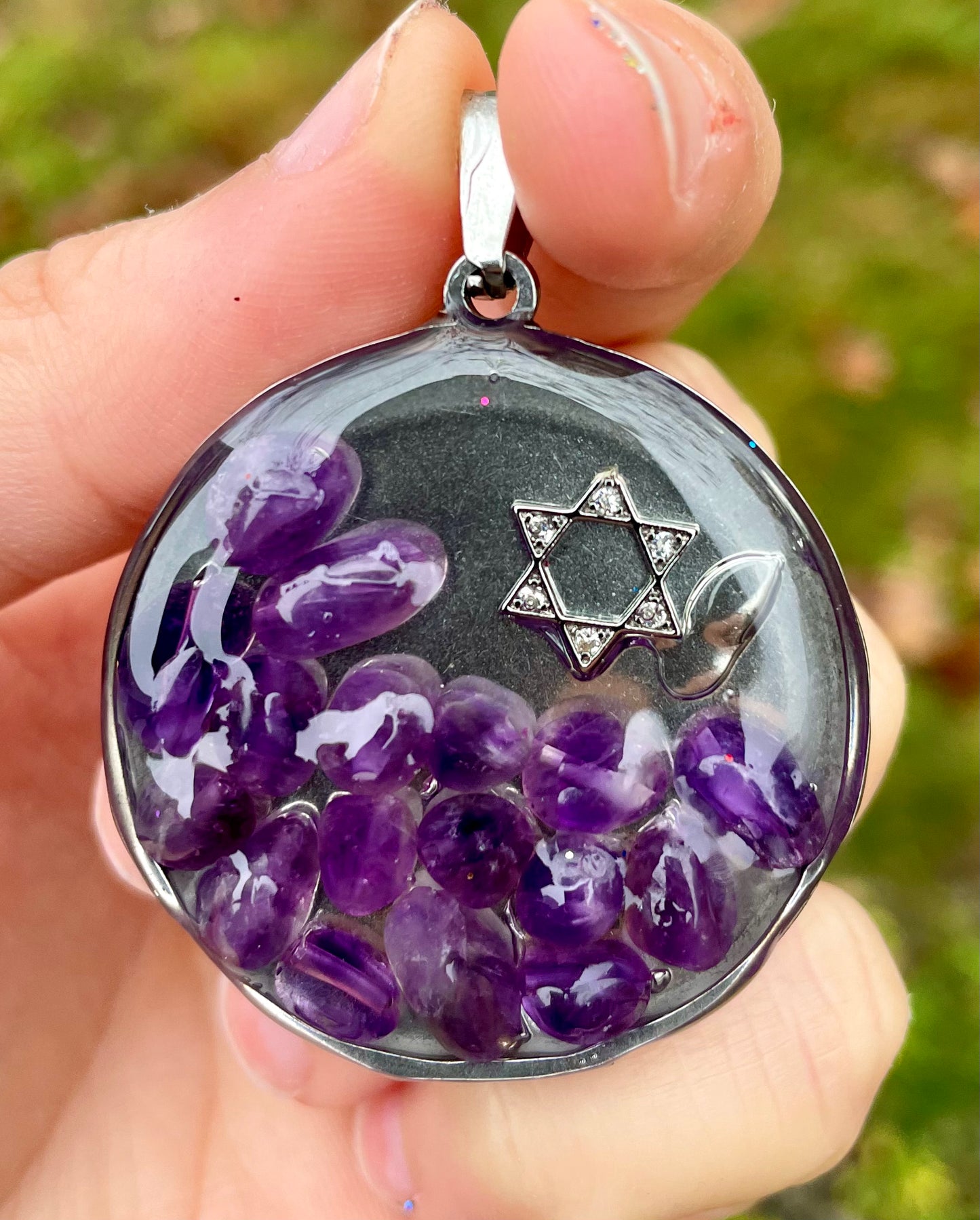 Amethyst Gemstones Magen David Pendant