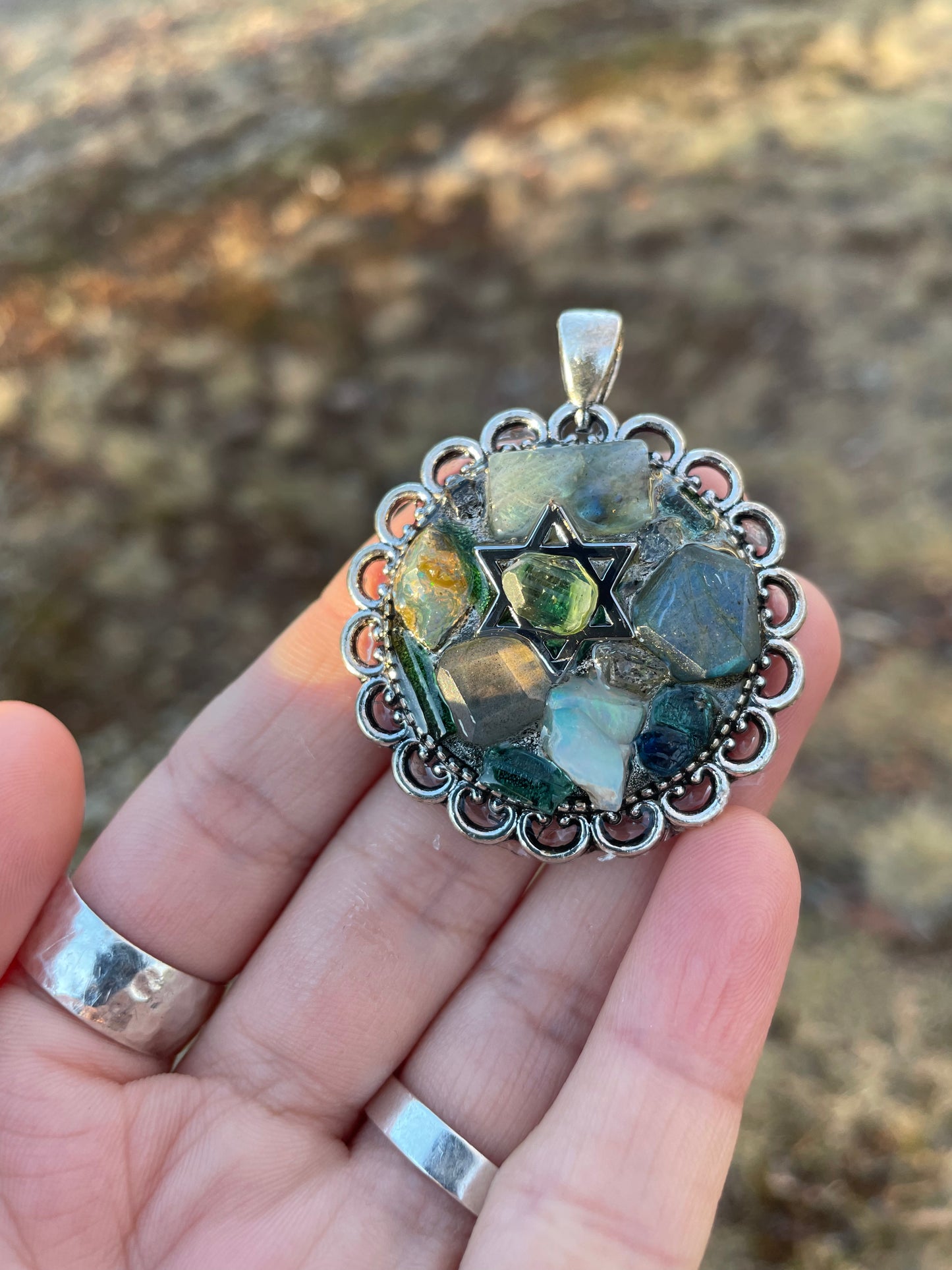 Arta: Opal, Tourmaline, Quartz & Labradorite Gemstones Magen David