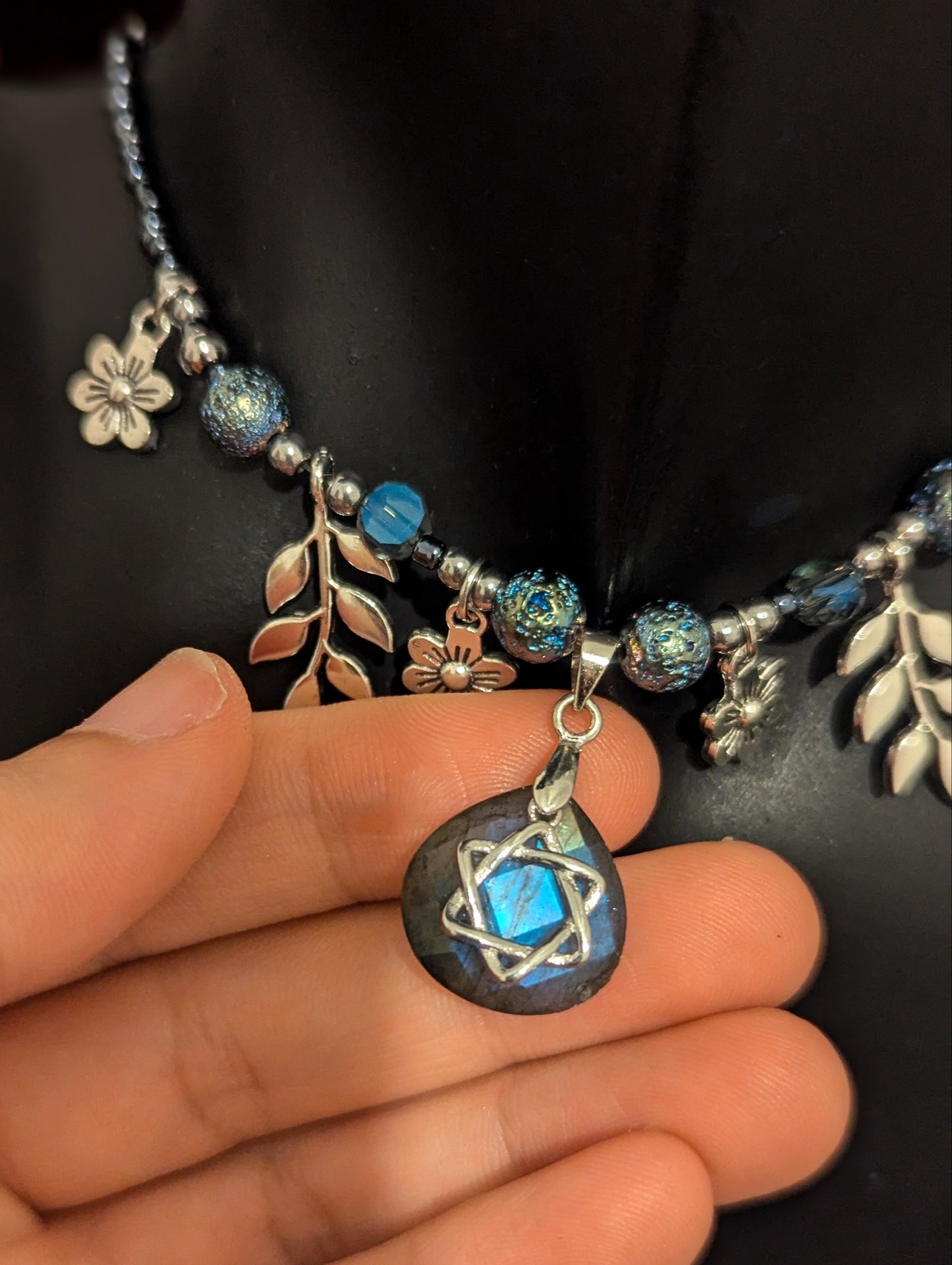 ISRAEL Sterling Silver Magen David & Labradorite Set