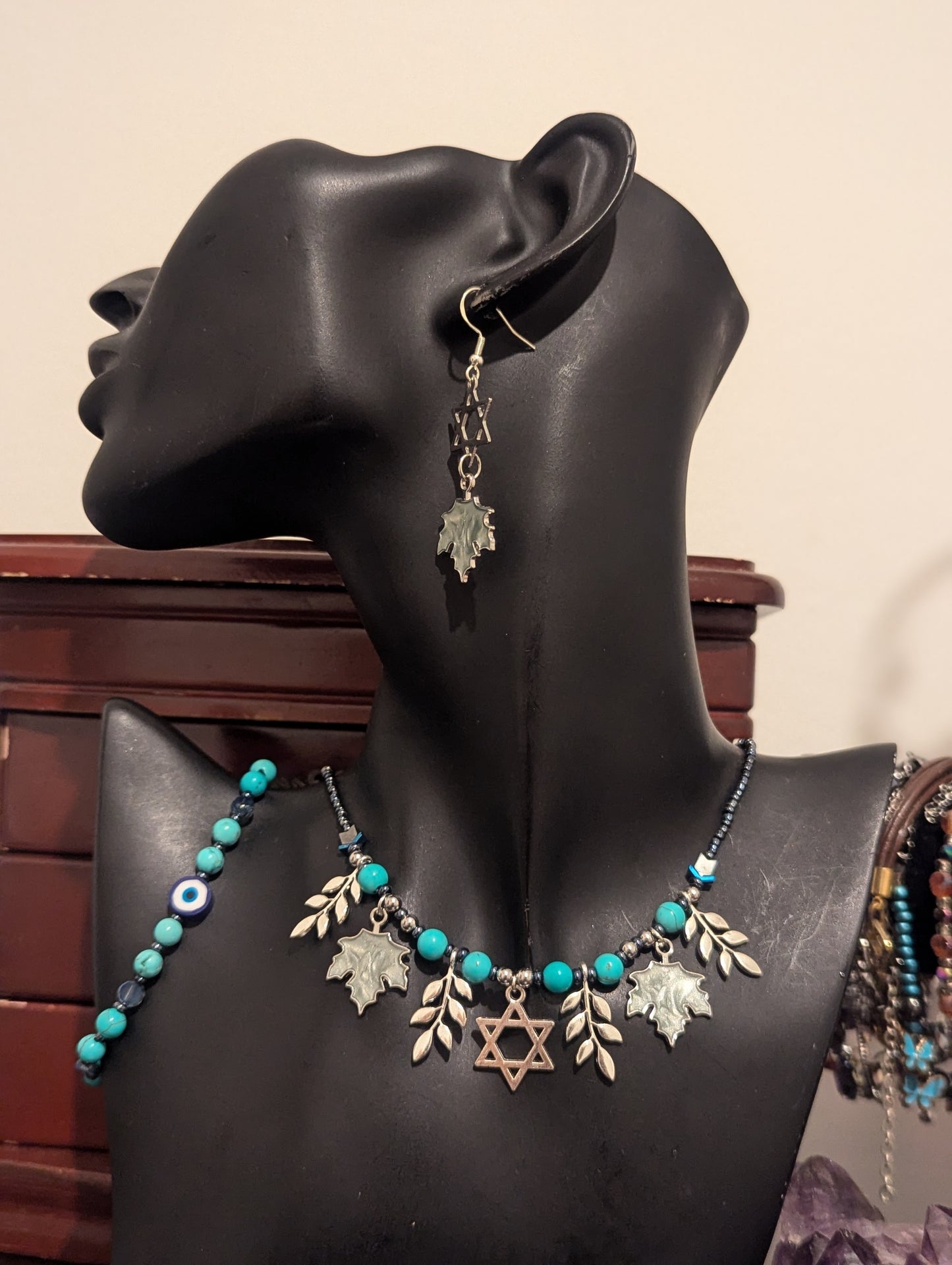 Light Blue Magen David Leafy Set