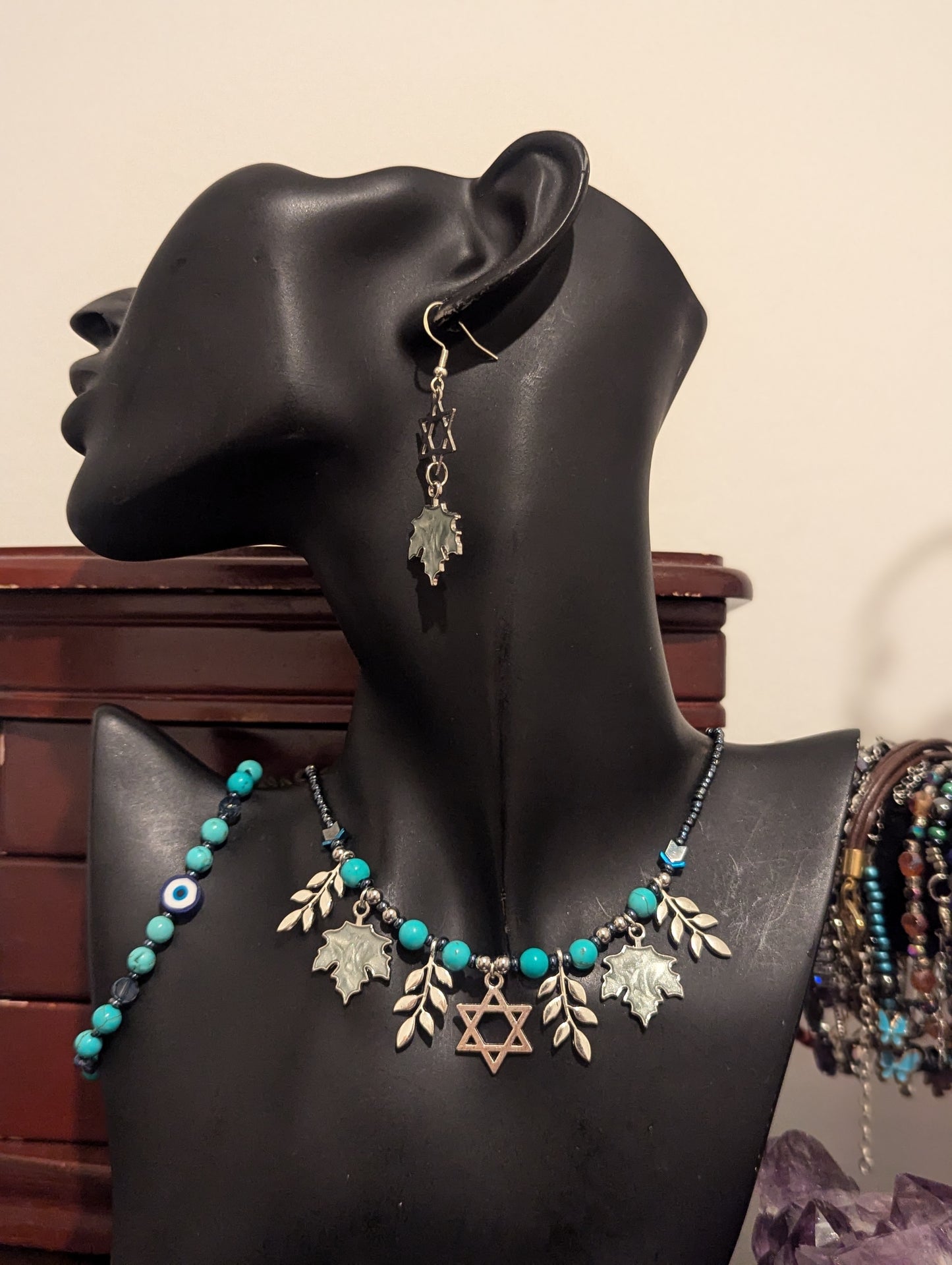 Light Blue Magen David Leafy Set
