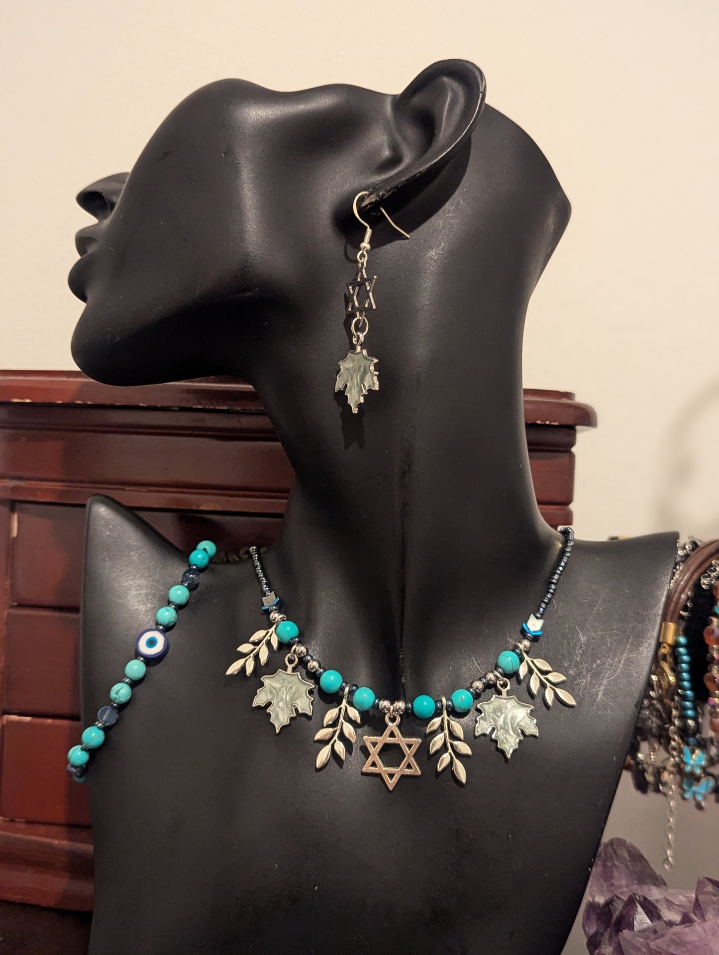 Light Blue Magen David Leafy Set