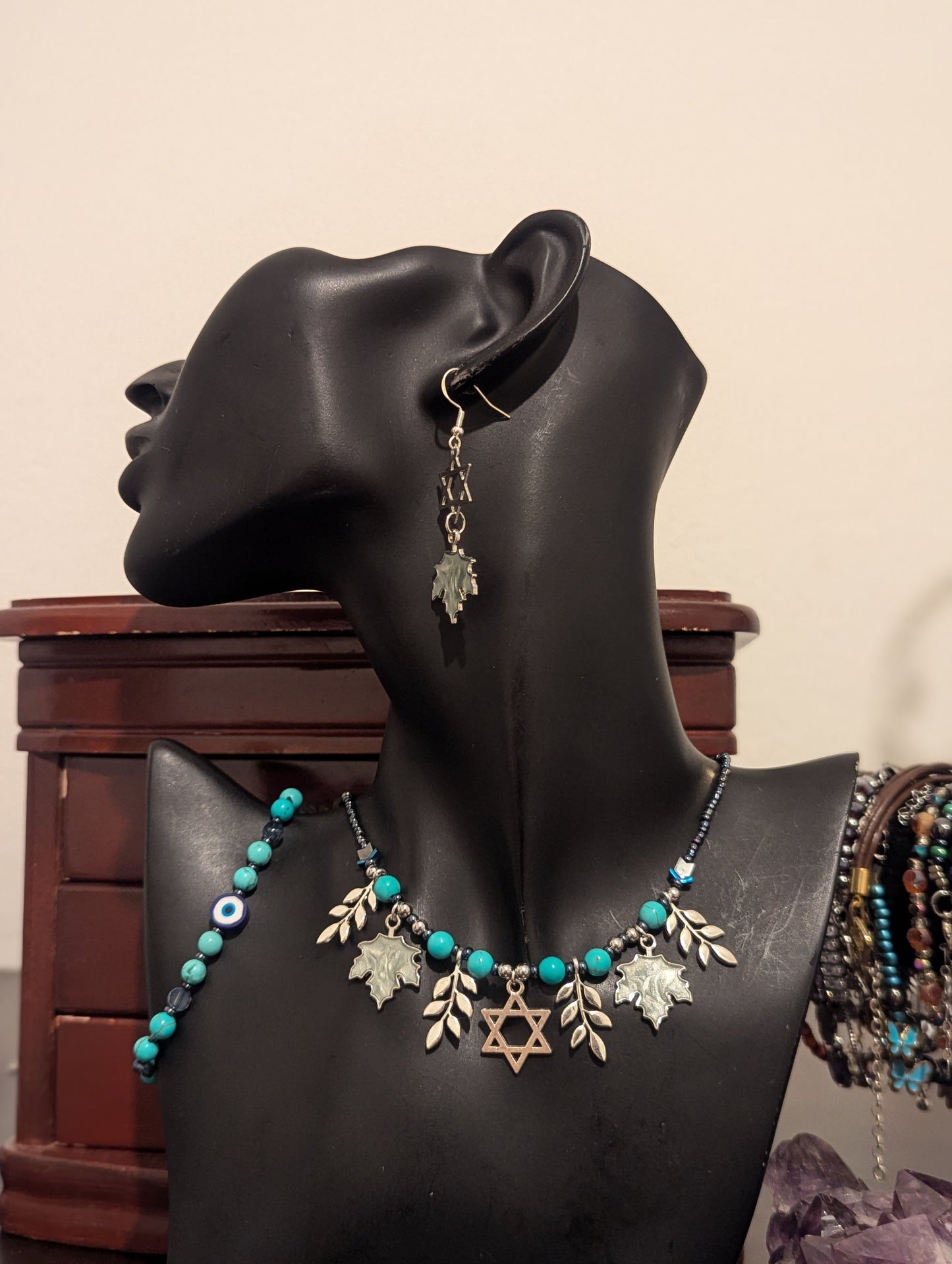 Light Blue Magen David Leafy Set