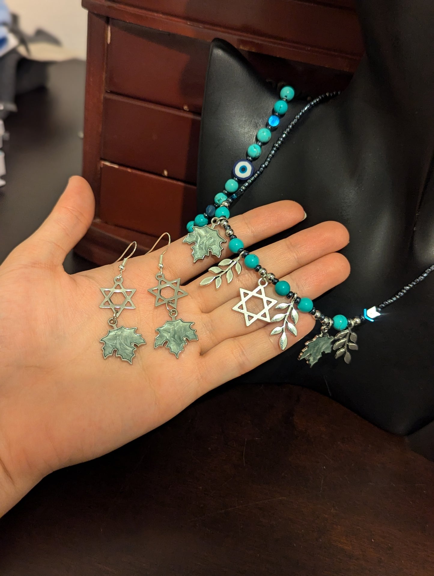 Light Blue Magen David Leafy Set