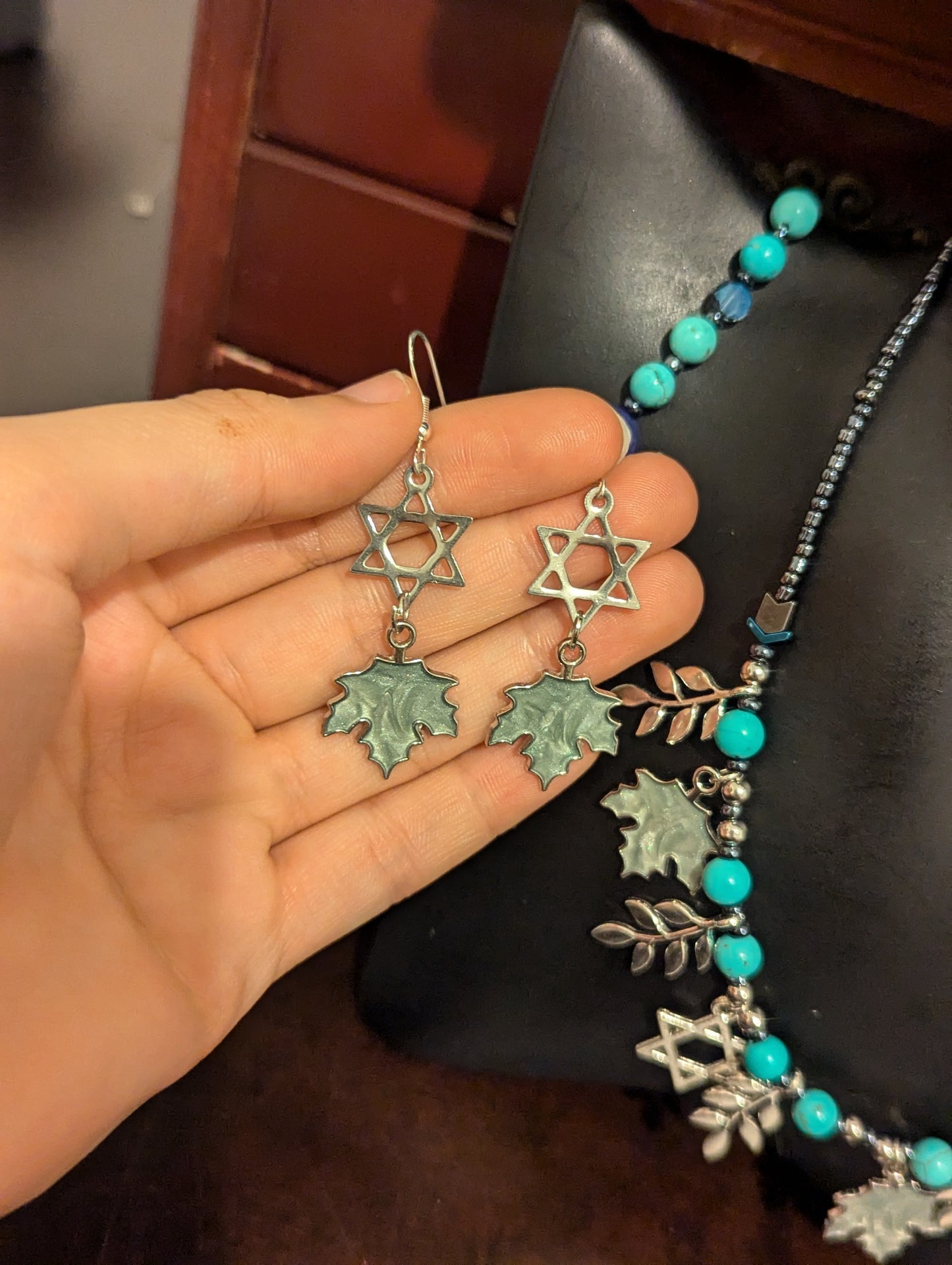 Light Blue Magen David Leafy Set