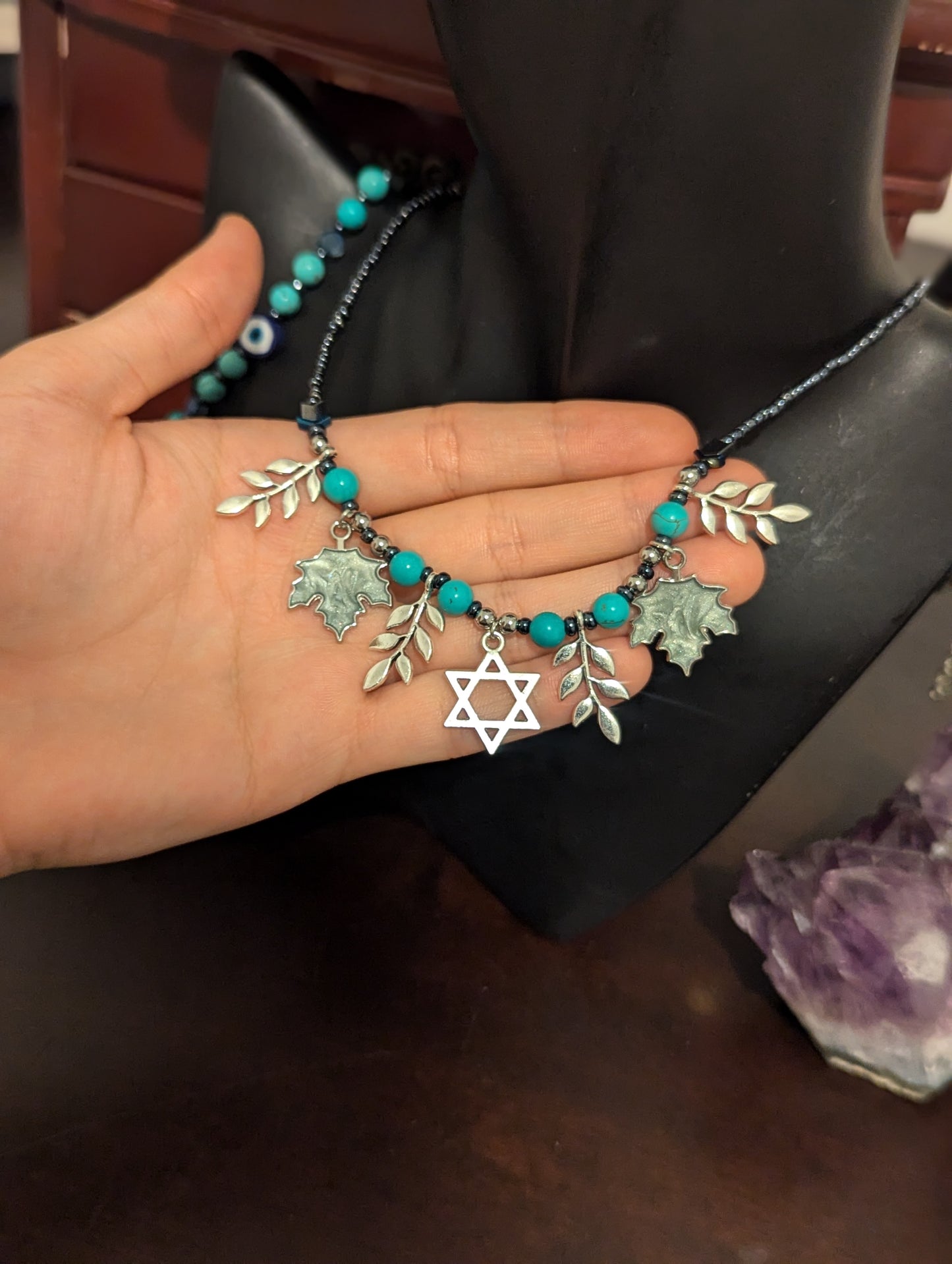 Light Blue Magen David Leafy Set