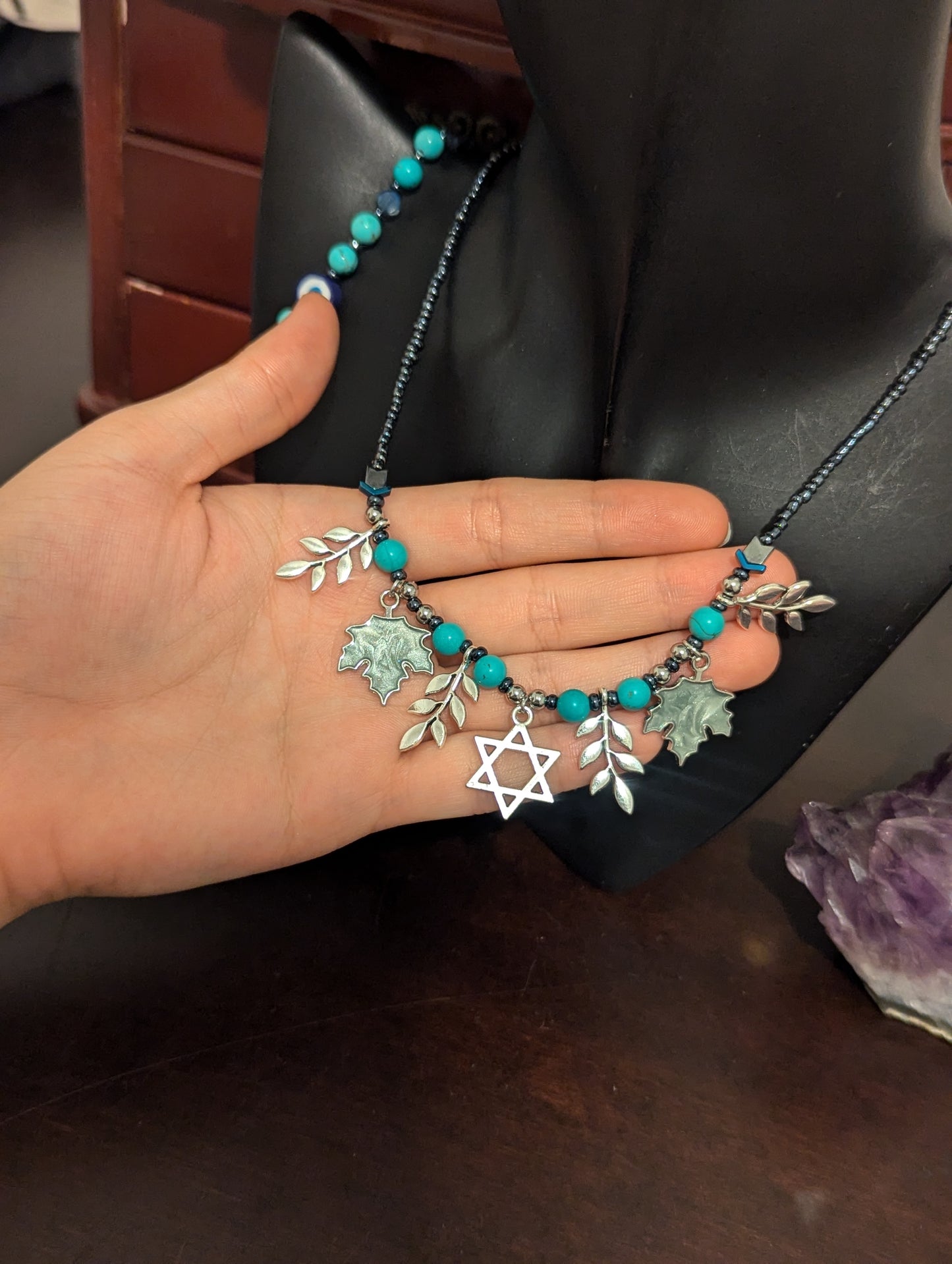 Light Blue Magen David Leafy Set