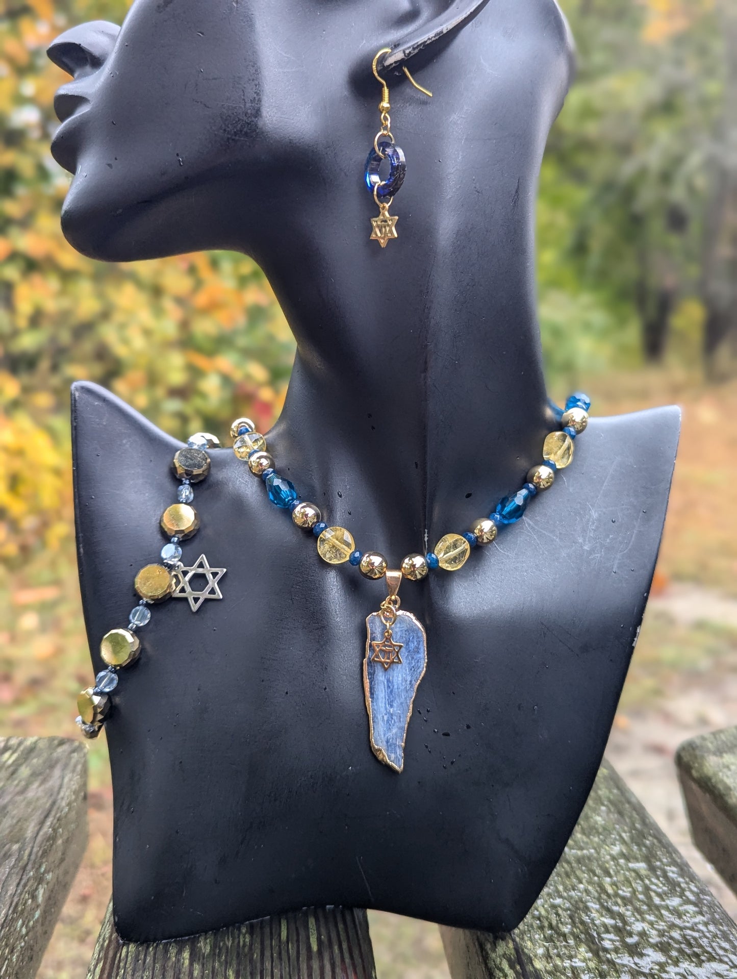 Blue Calcite & Citrine Golden Chai Set