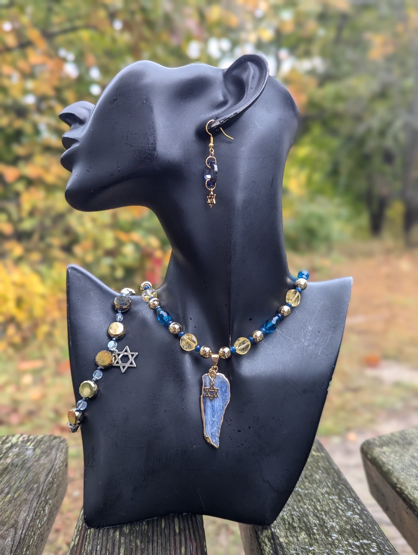 Blue Calcite & Citrine Golden Chai Set
