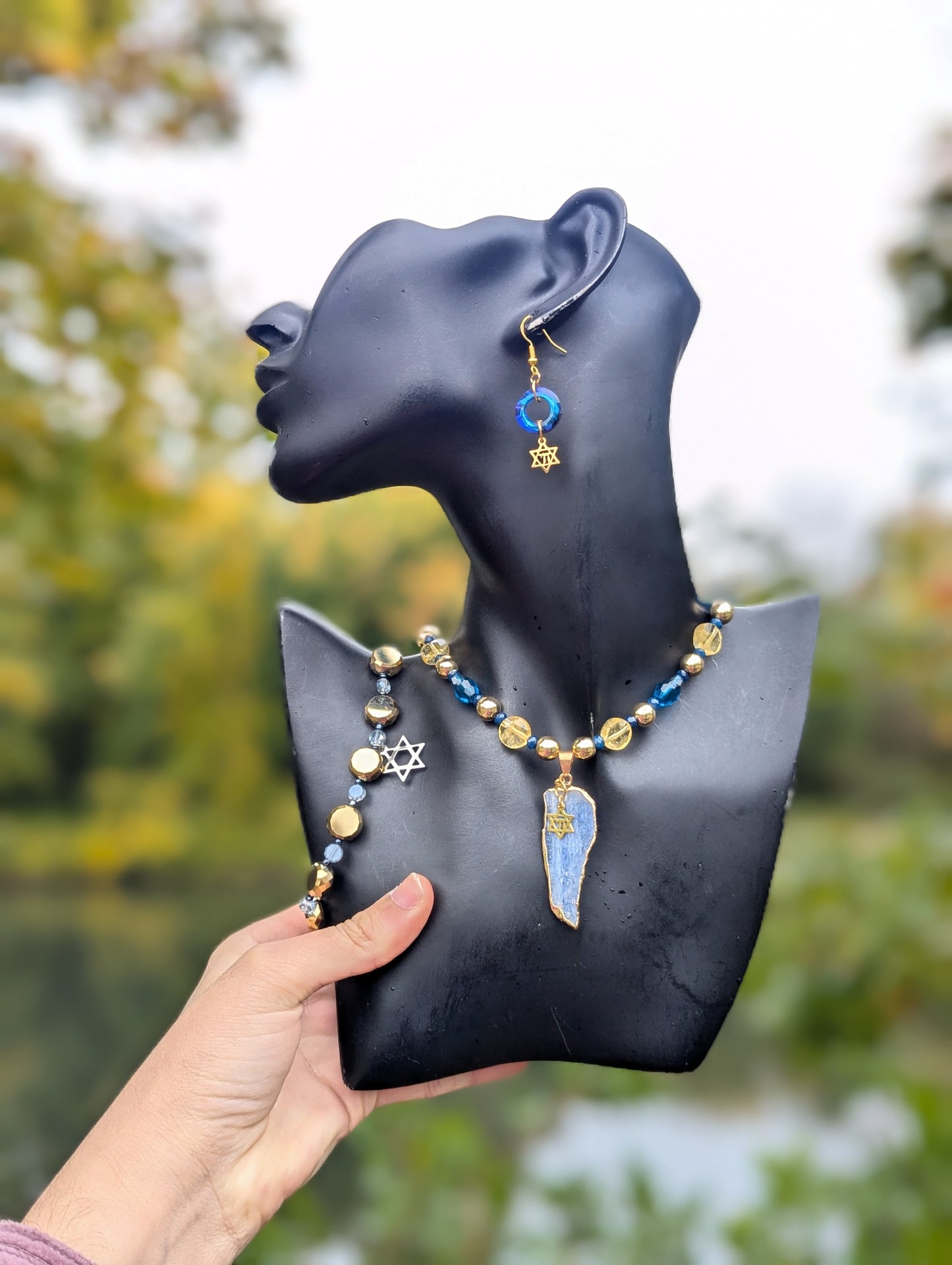Blue Calcite & Citrine Golden Chai Set