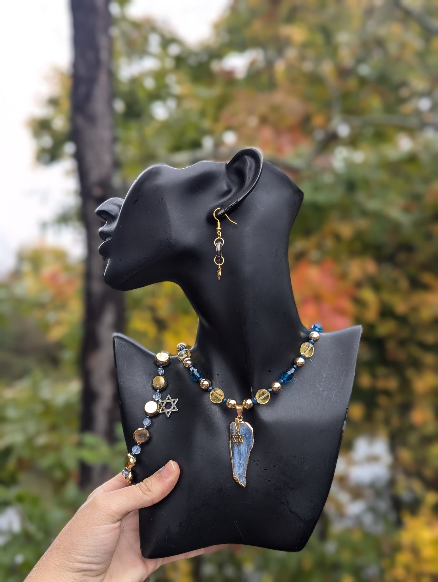 Blue Calcite & Citrine Golden Chai Set