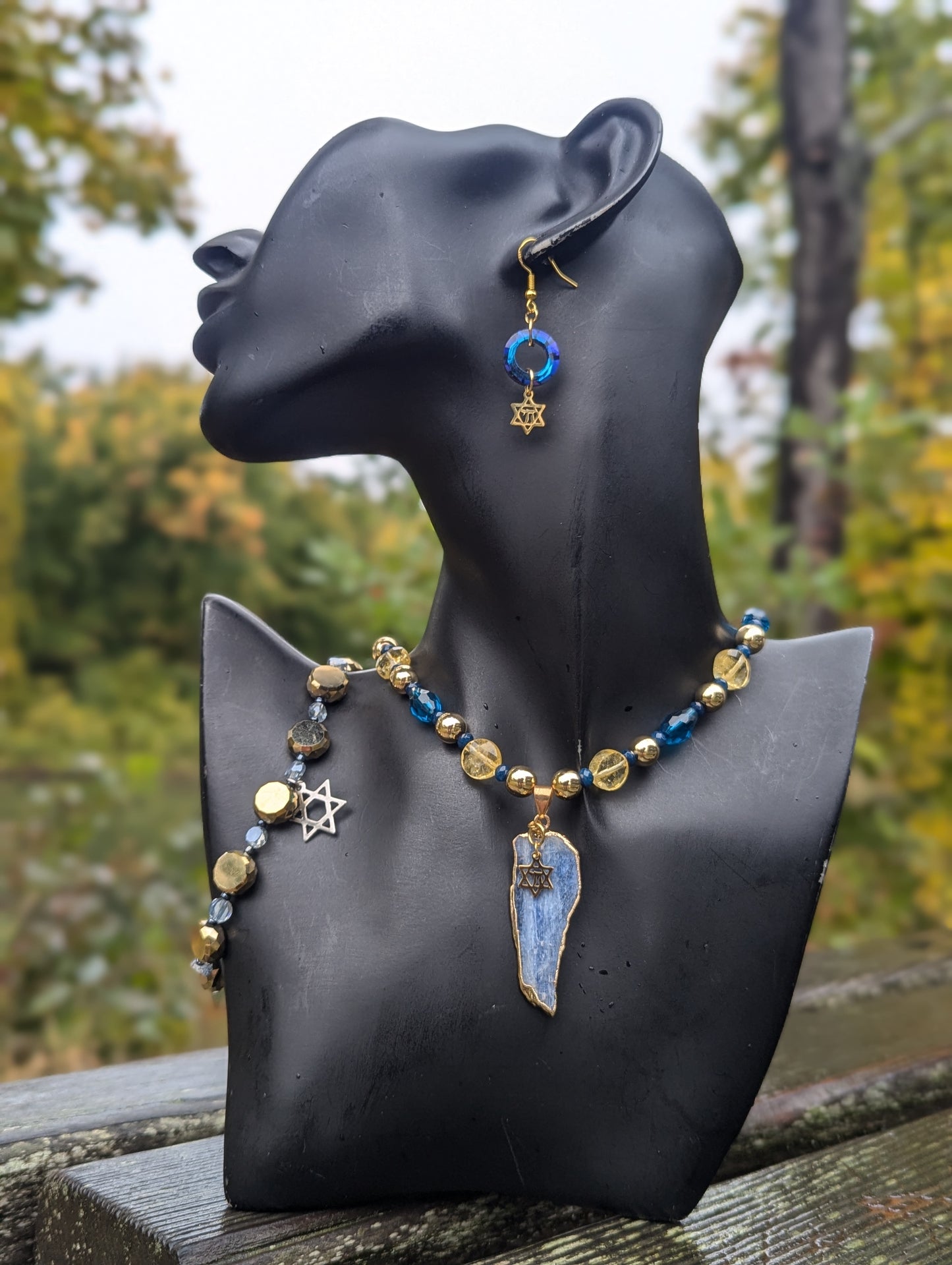 Blue Calcite & Citrine Golden Chai Set
