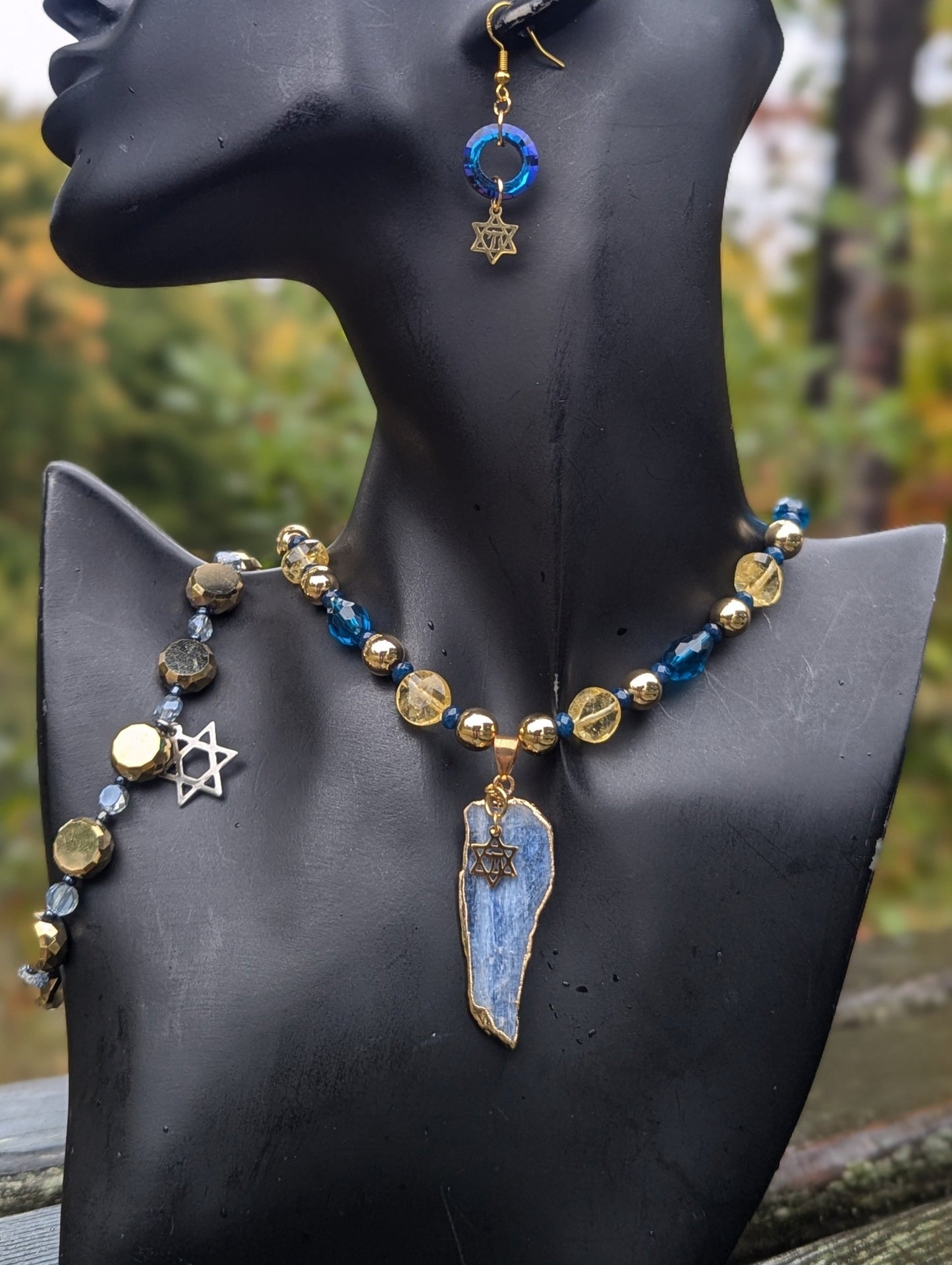 Blue Calcite & Citrine Golden Chai Set