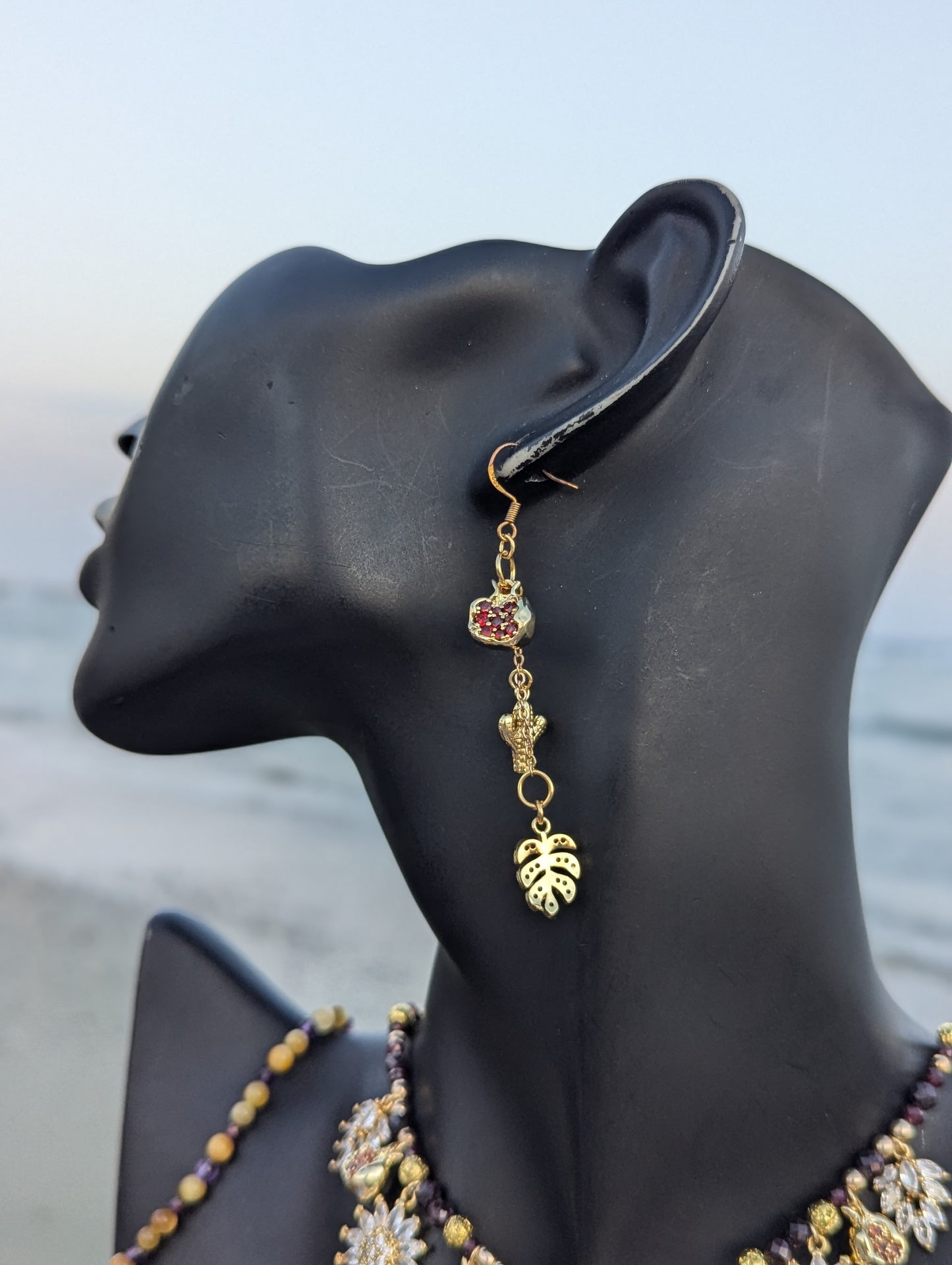 Zirconia Gold Magen David and Pomegranates Set