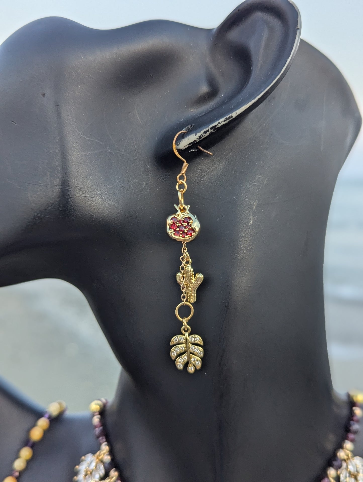 Zirconia Gold Magen David and Pomegranates Set