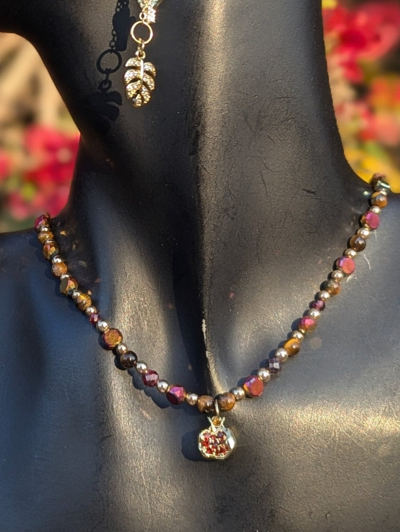 Gold Pomegranate, Garnet & Tiger's Eye Set