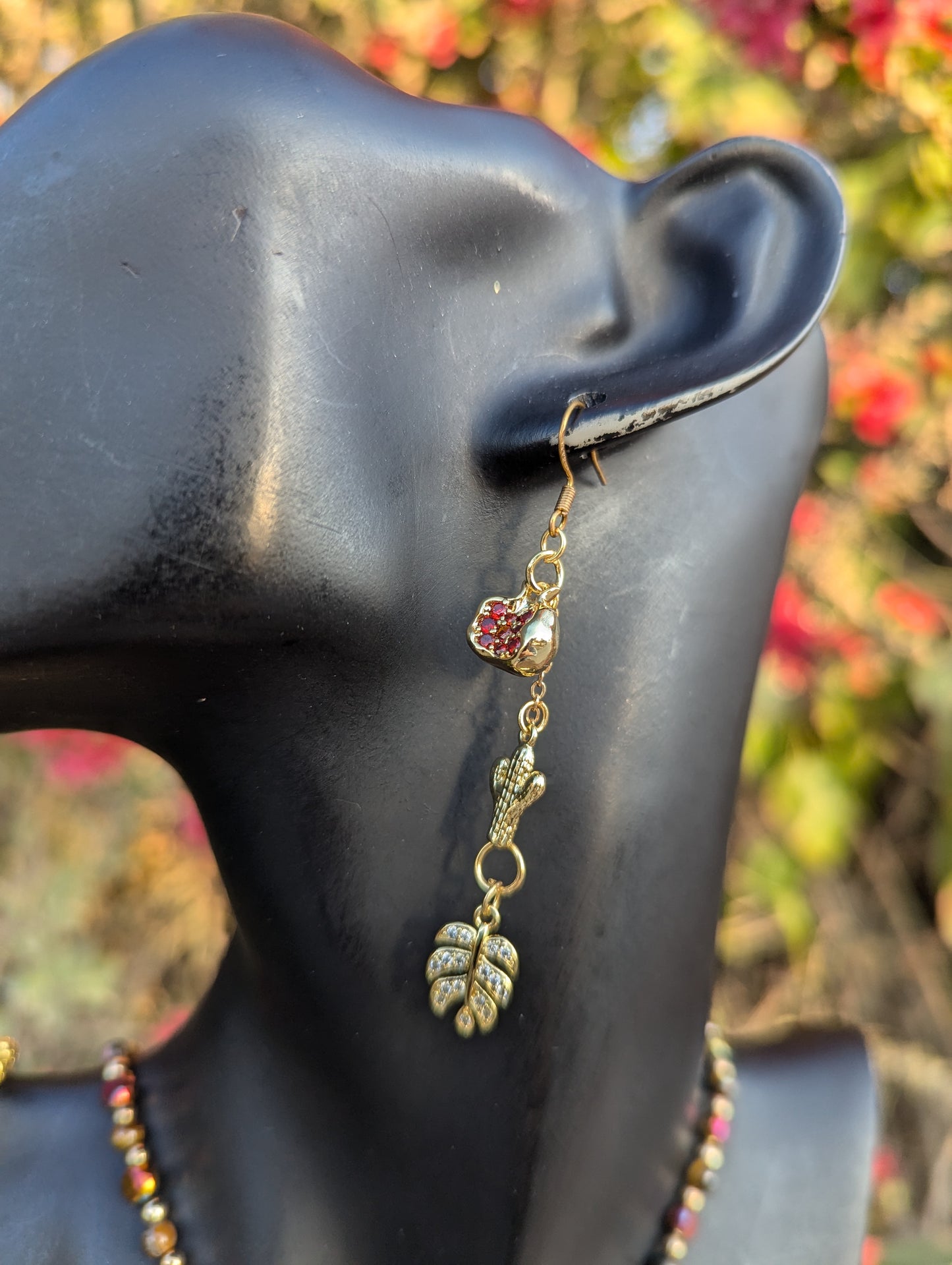 Gold Pomegranate, Garnet & Tiger's Eye Set