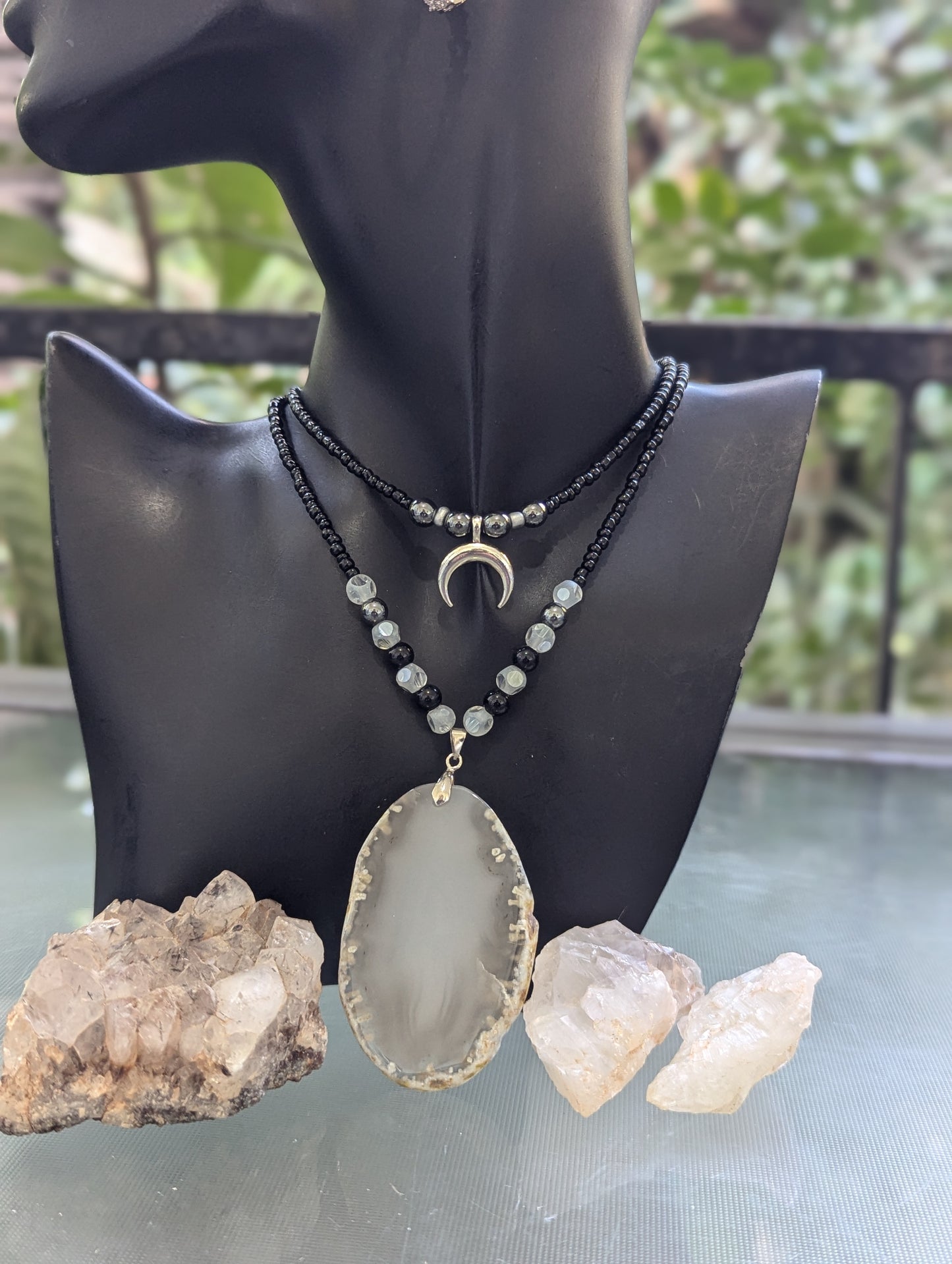 Rakefet: White Agate & Moon Layers