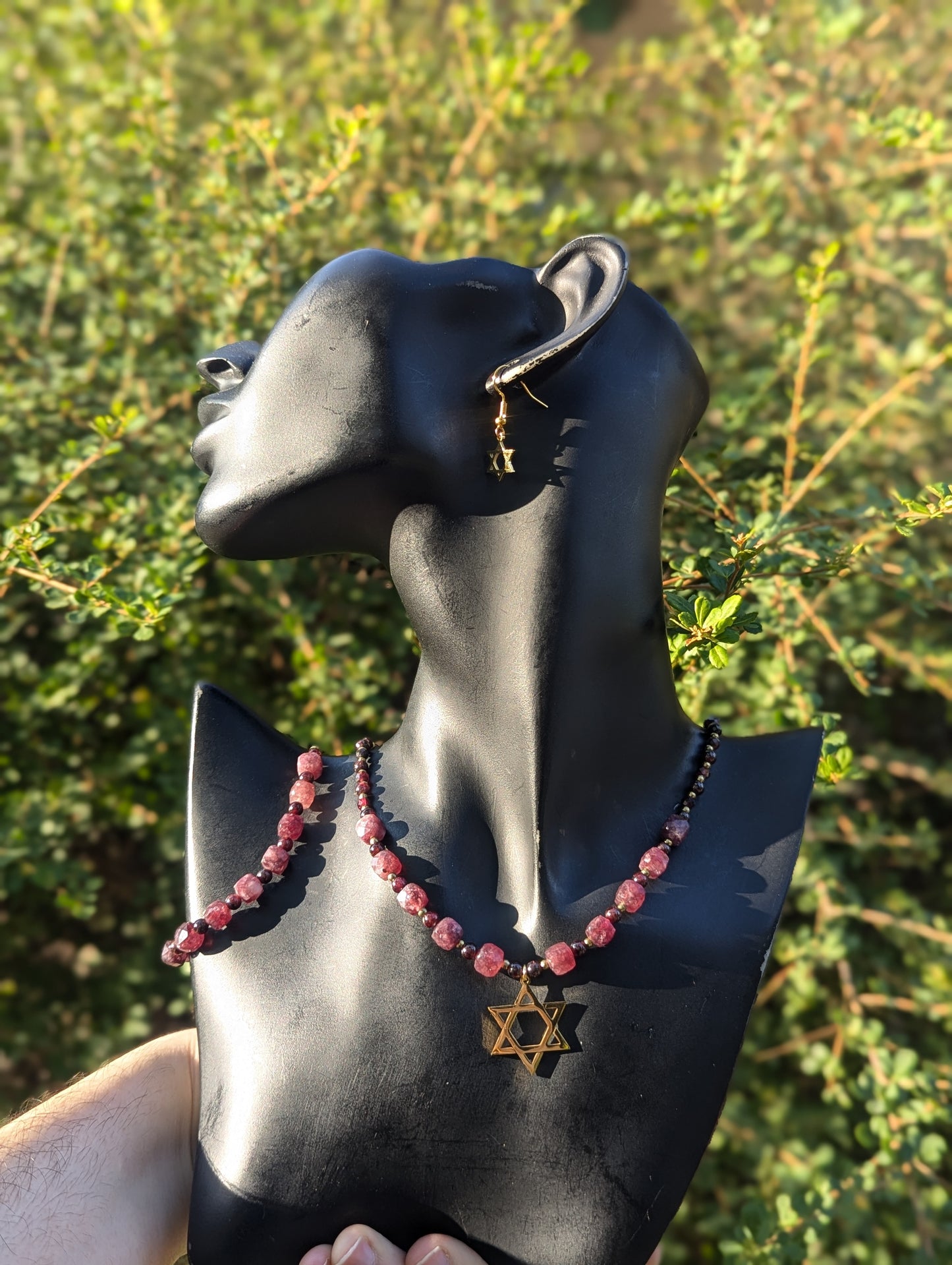 Garnet Gemstones Star of David Set