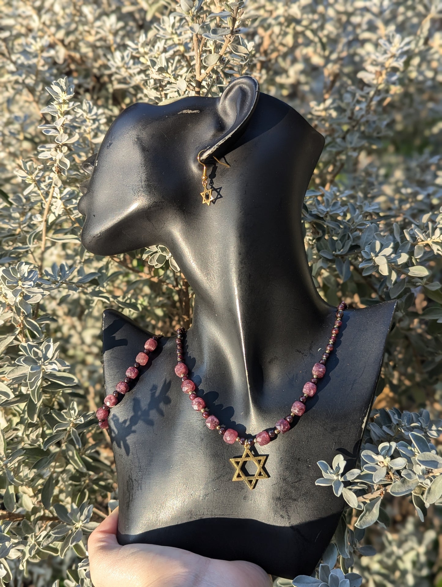 Garnet Gemstones Star of David Set