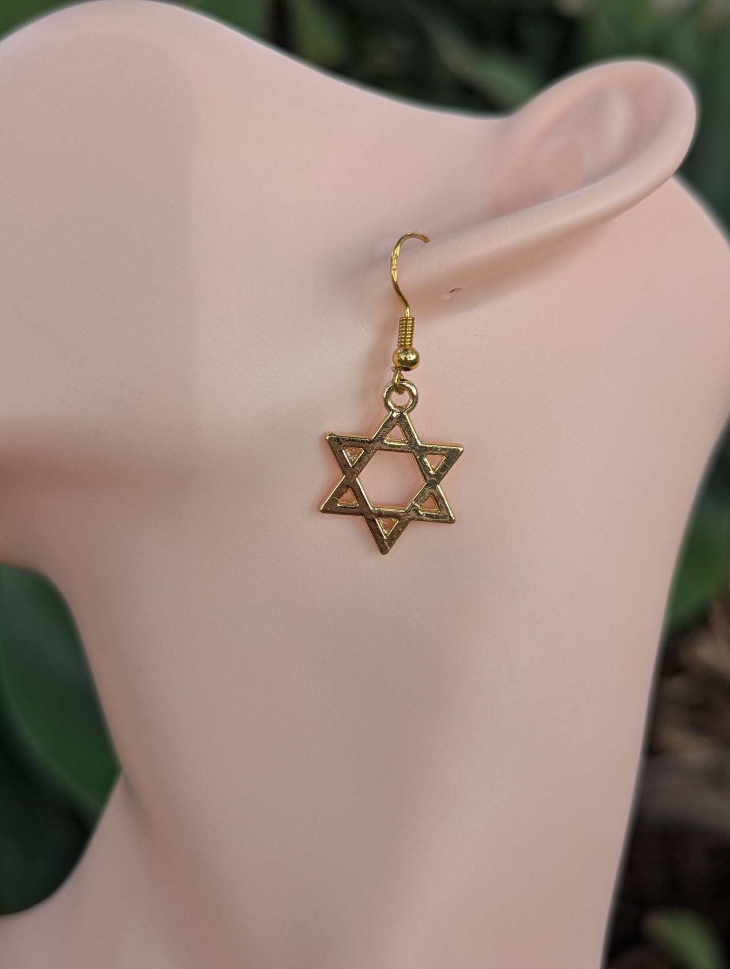 Dark Red and Black Gold Magen David Set with Garnet Gemstones