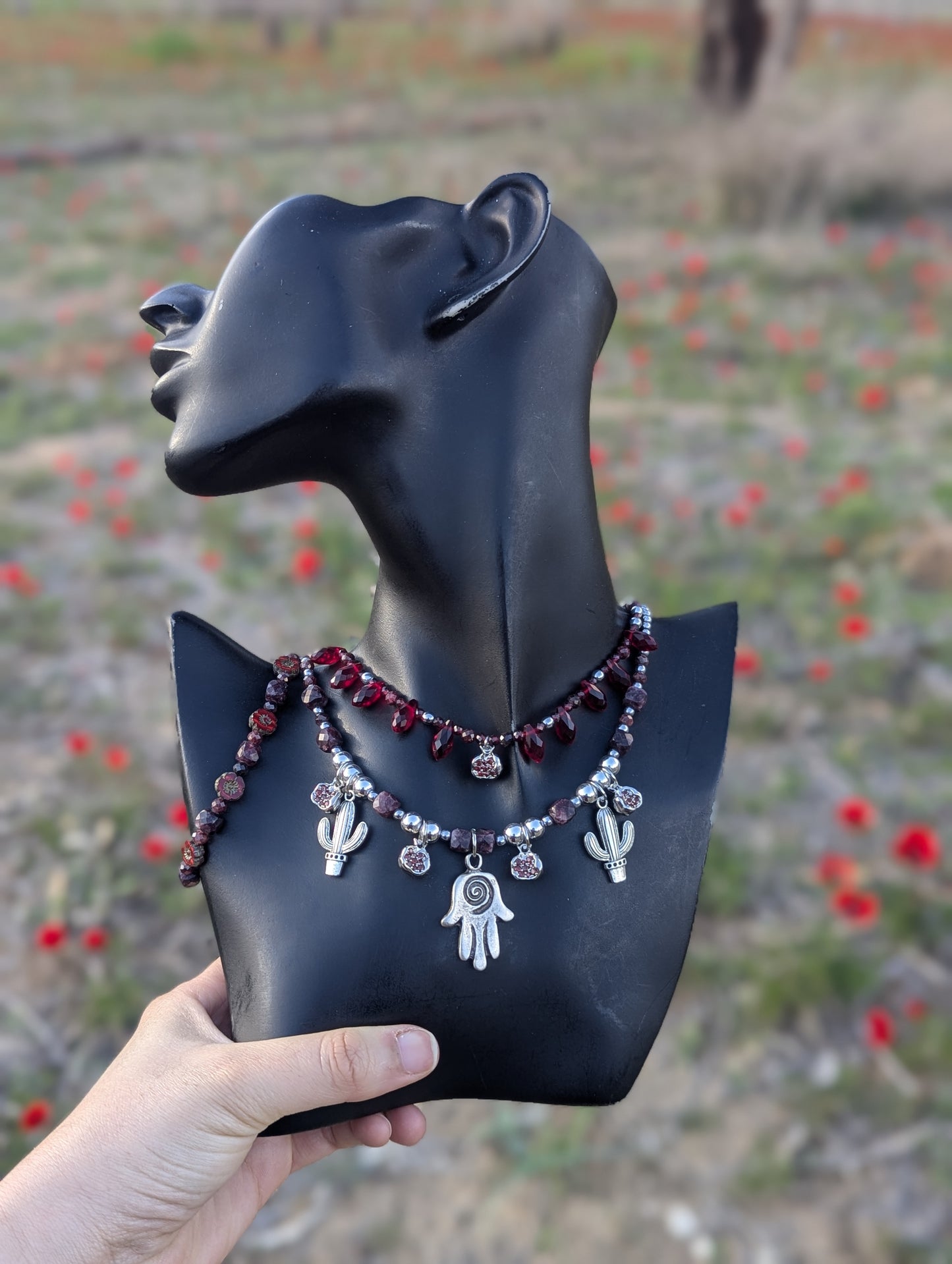 Garnets, Hamsa, Pomegranates and Cactus Set