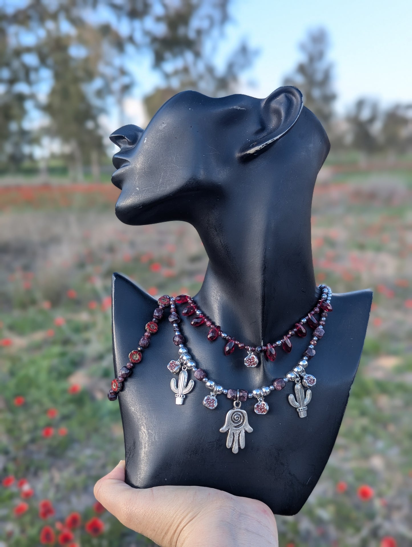 Garnets, Hamsa, Pomegranates and Cactus Set