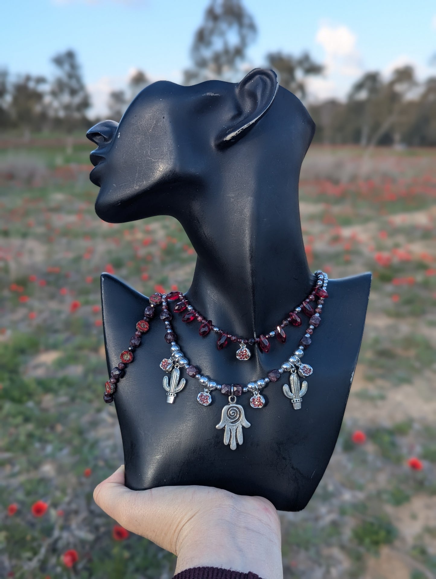 Garnets, Hamsa, Pomegranates and Cactus Set