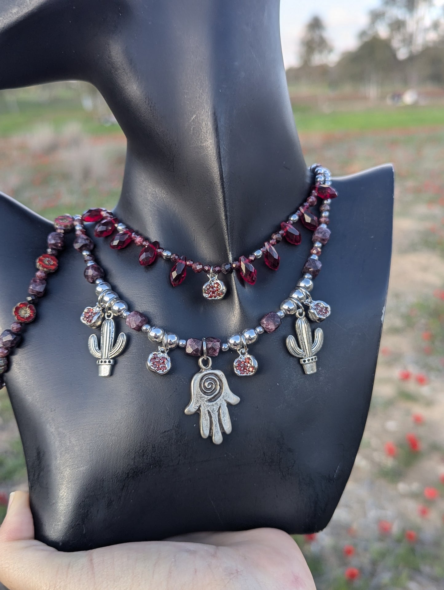 Garnets, Hamsa, Pomegranates and Cactus Set