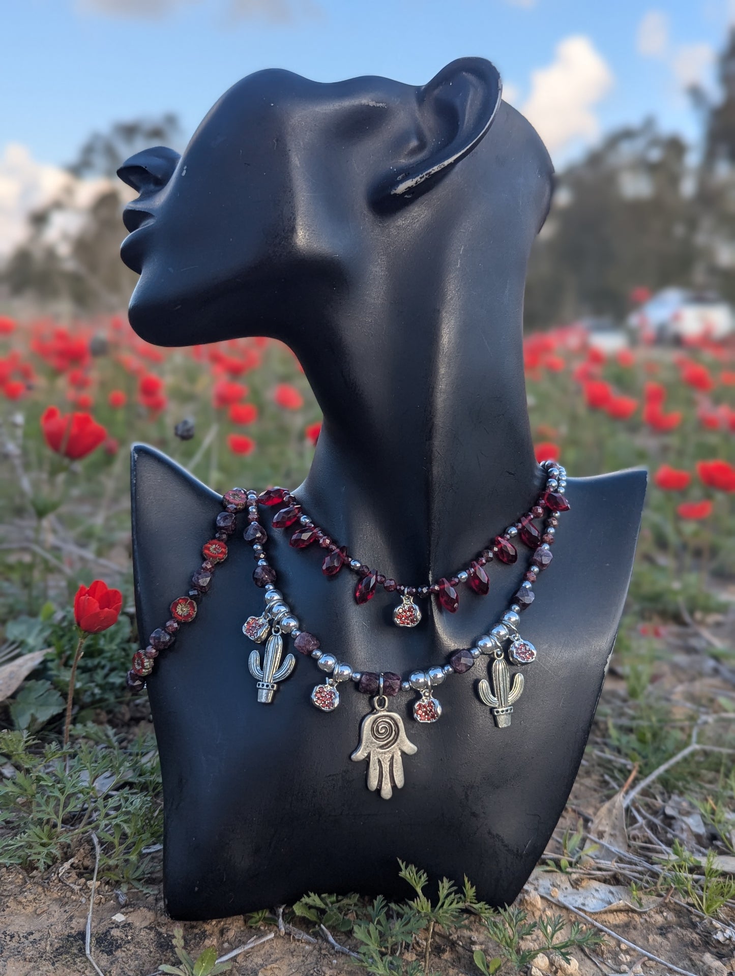 Garnets, Hamsa, Pomegranates and Cactus Set