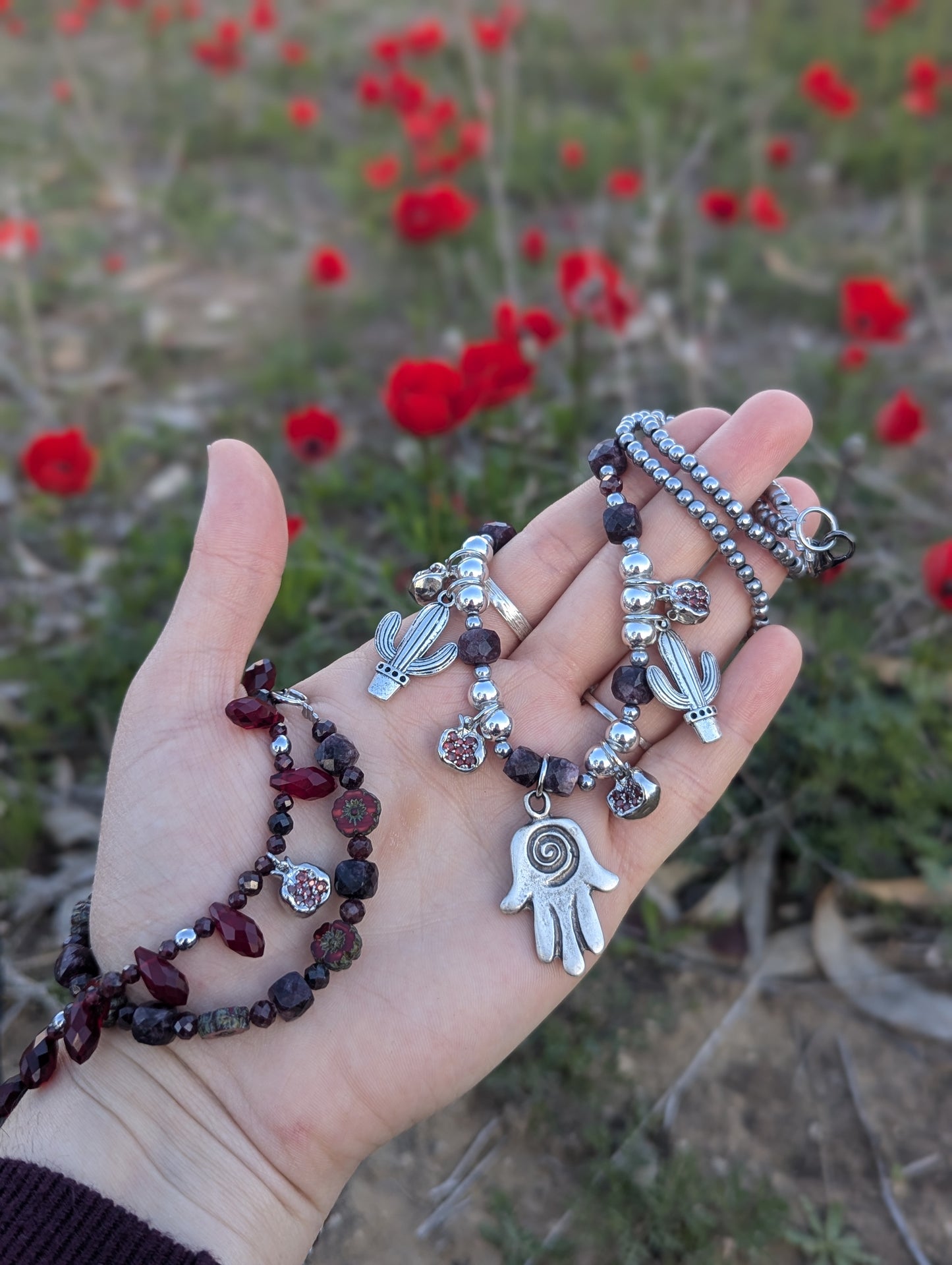 Garnets, Hamsa, Pomegranates and Cactus Set