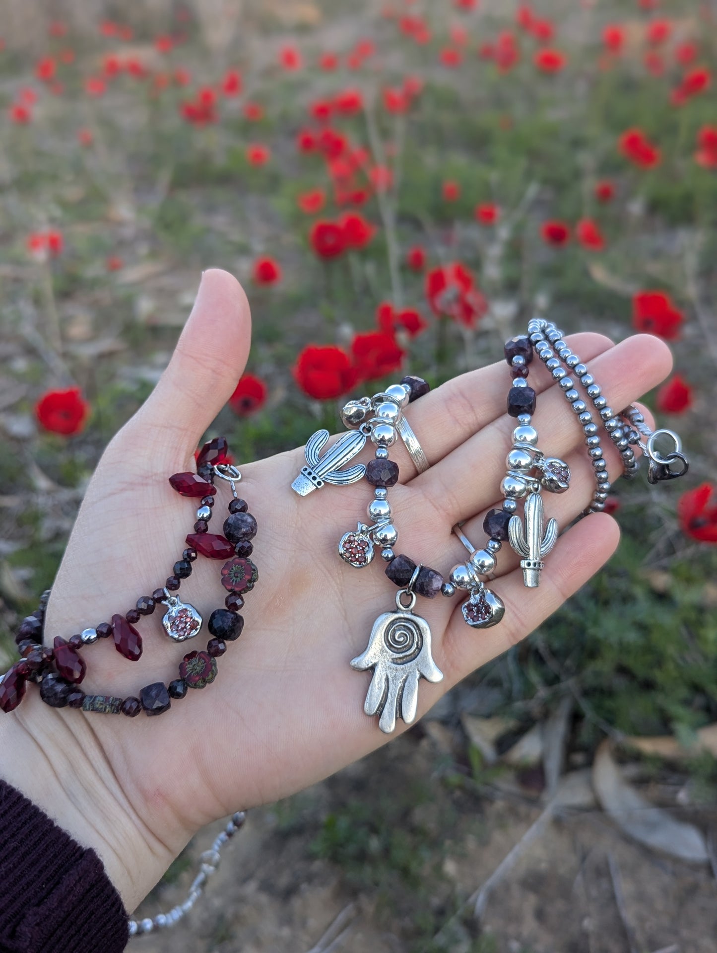 Garnets, Hamsa, Pomegranates and Cactus Set