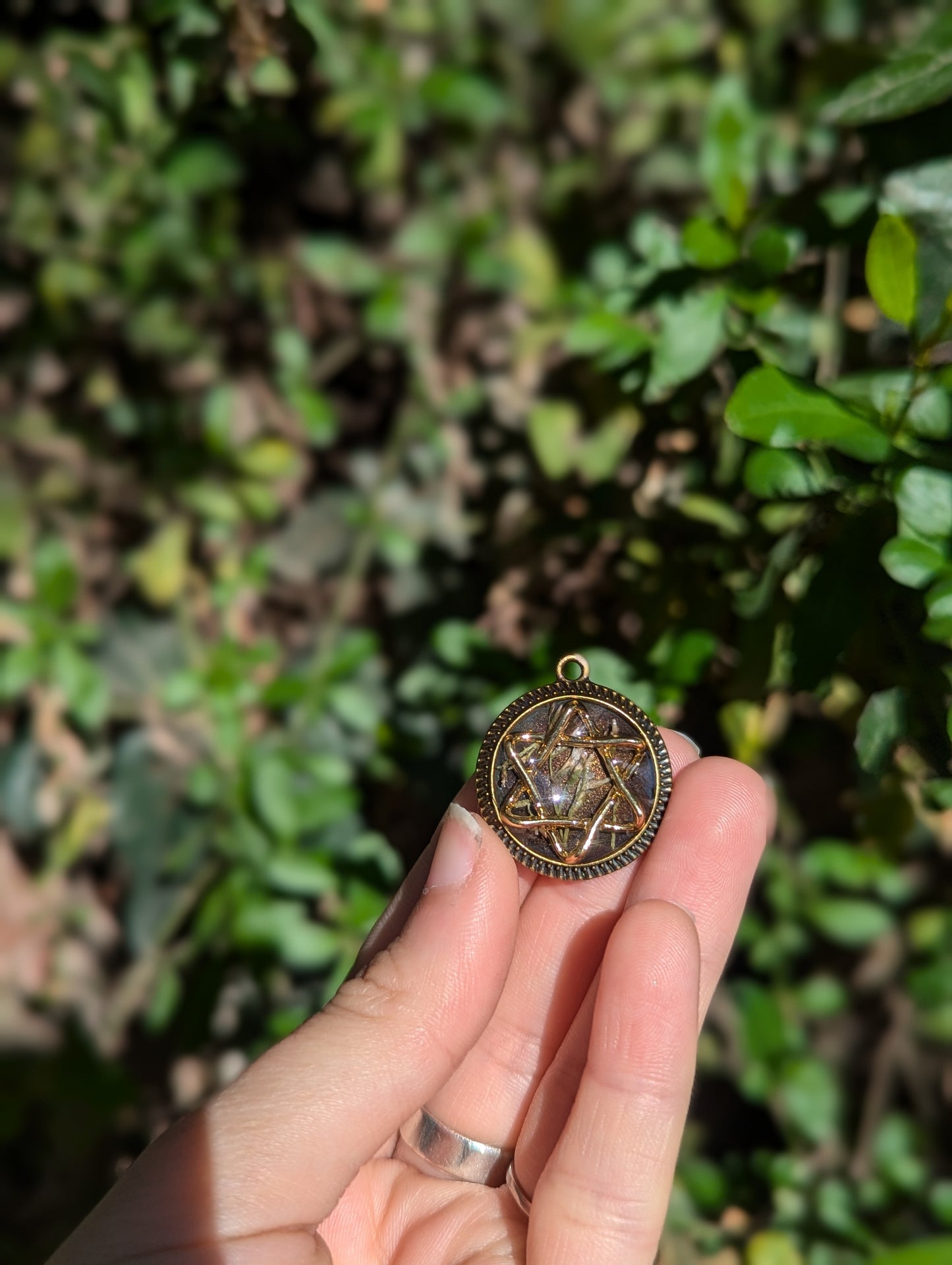 Israel Encapsulated: Resin White Flowers and Soft Gold Plated Star of David