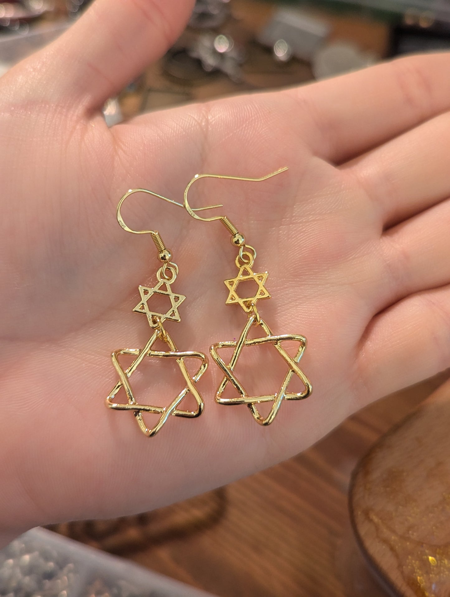 Double Gold Magen David Earrings