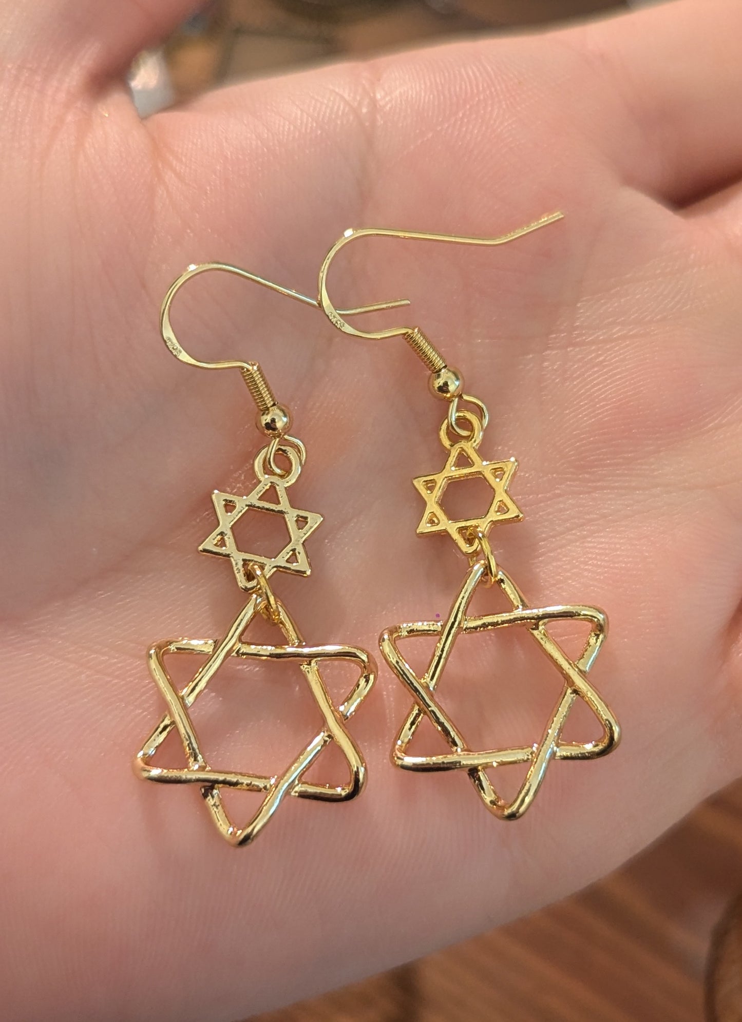 Double Gold Magen David Earrings