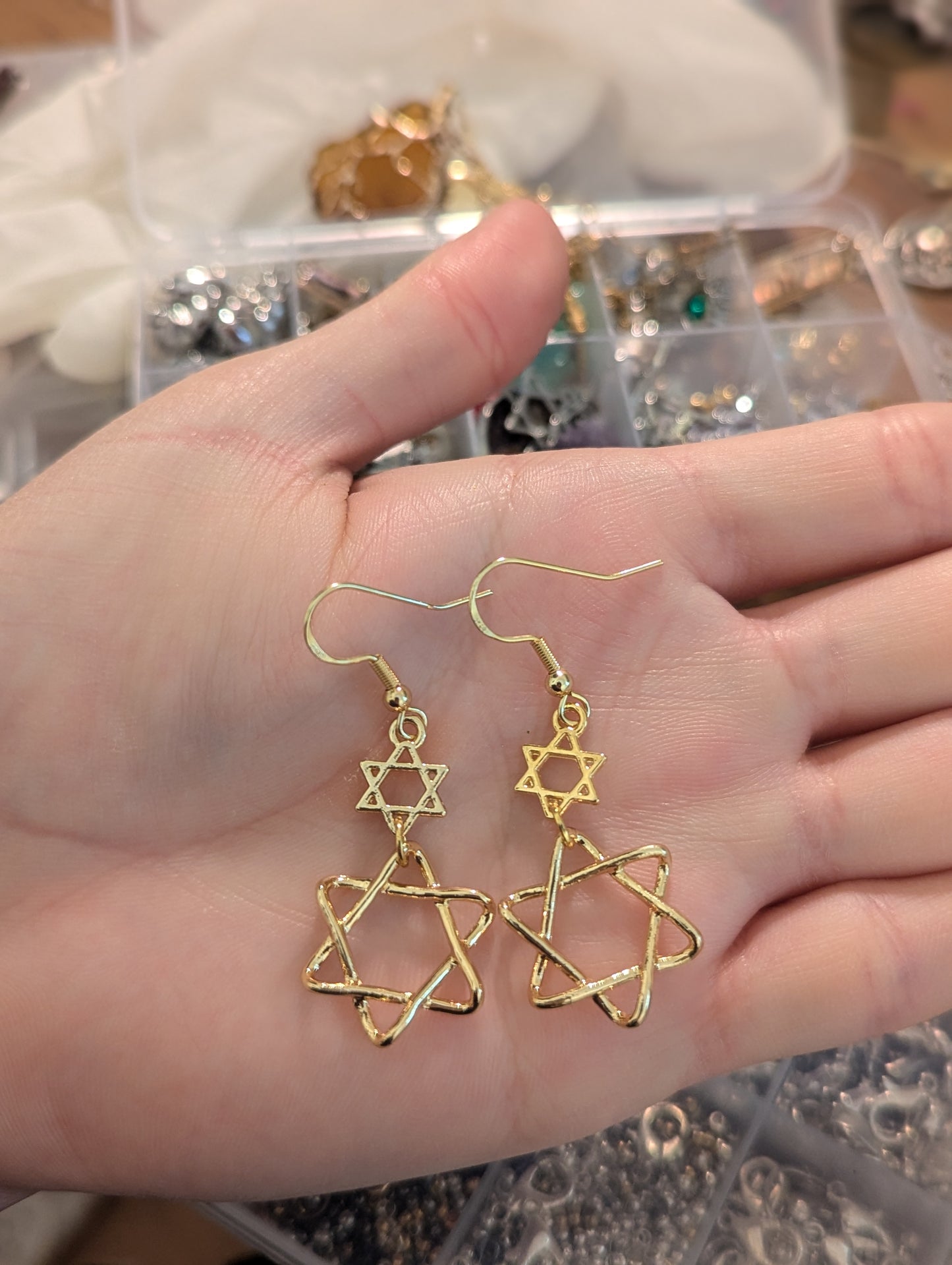 Double Gold Magen David Earrings