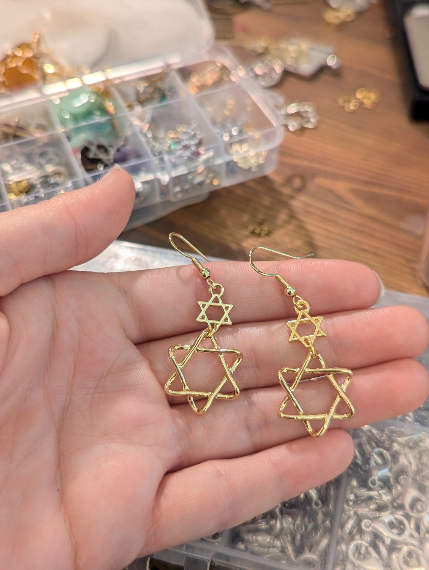 Double Gold Magen David Earrings