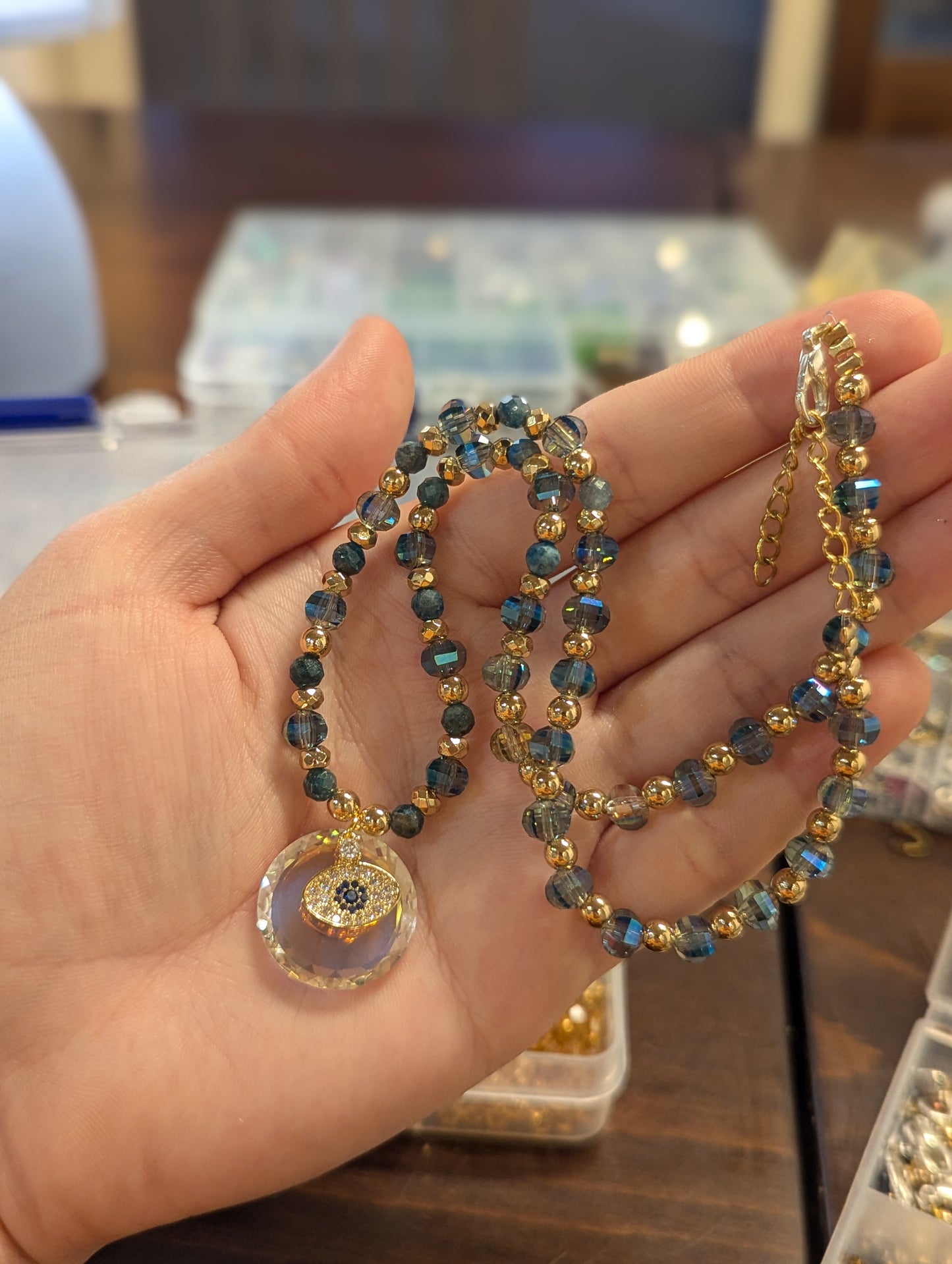 Evil Eye Zirconia, Round Faceted Glass and Apatite Gemstones