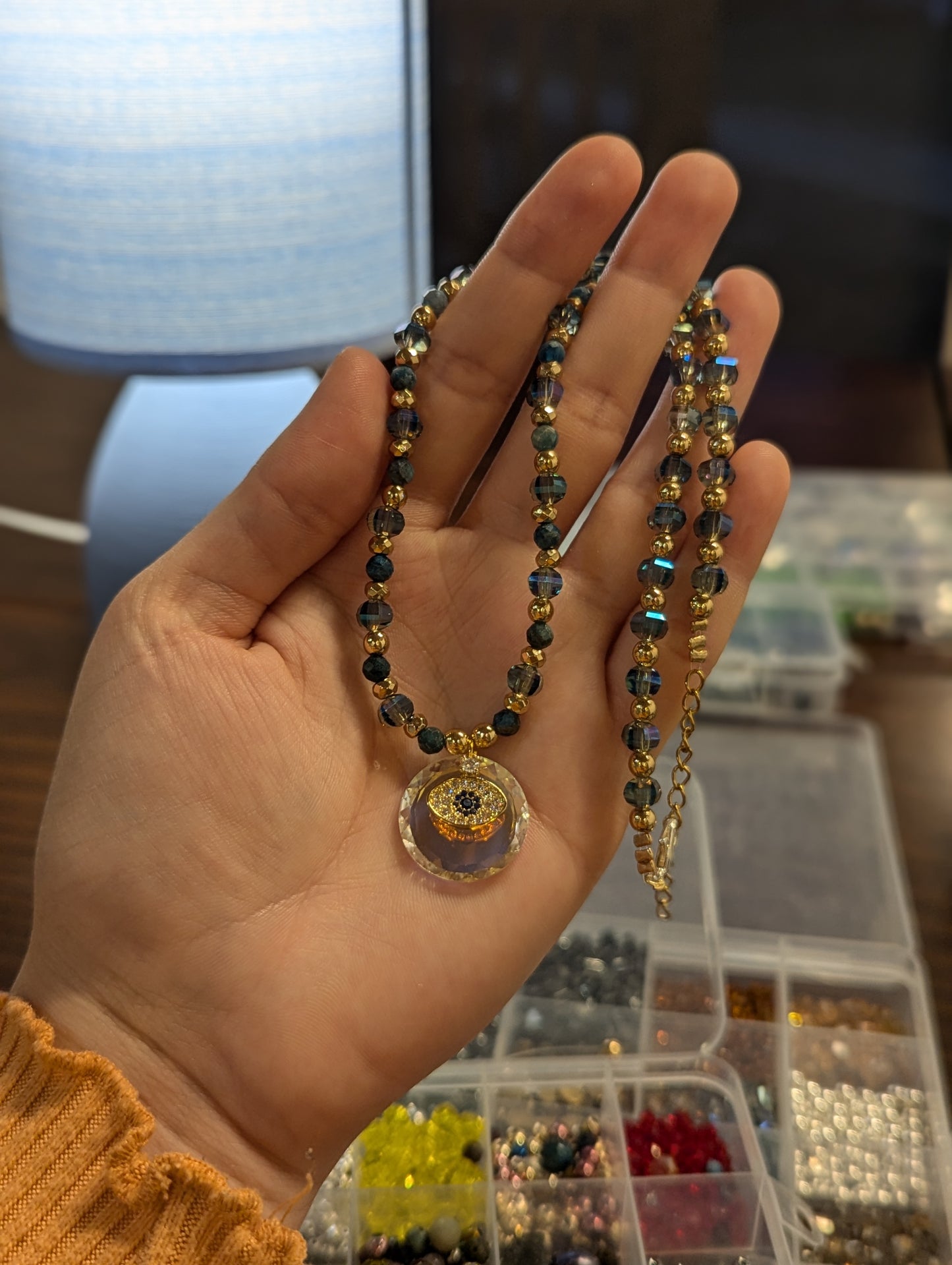 Evil Eye Zirconia, Round Faceted Glass and Apatite Gemstones
