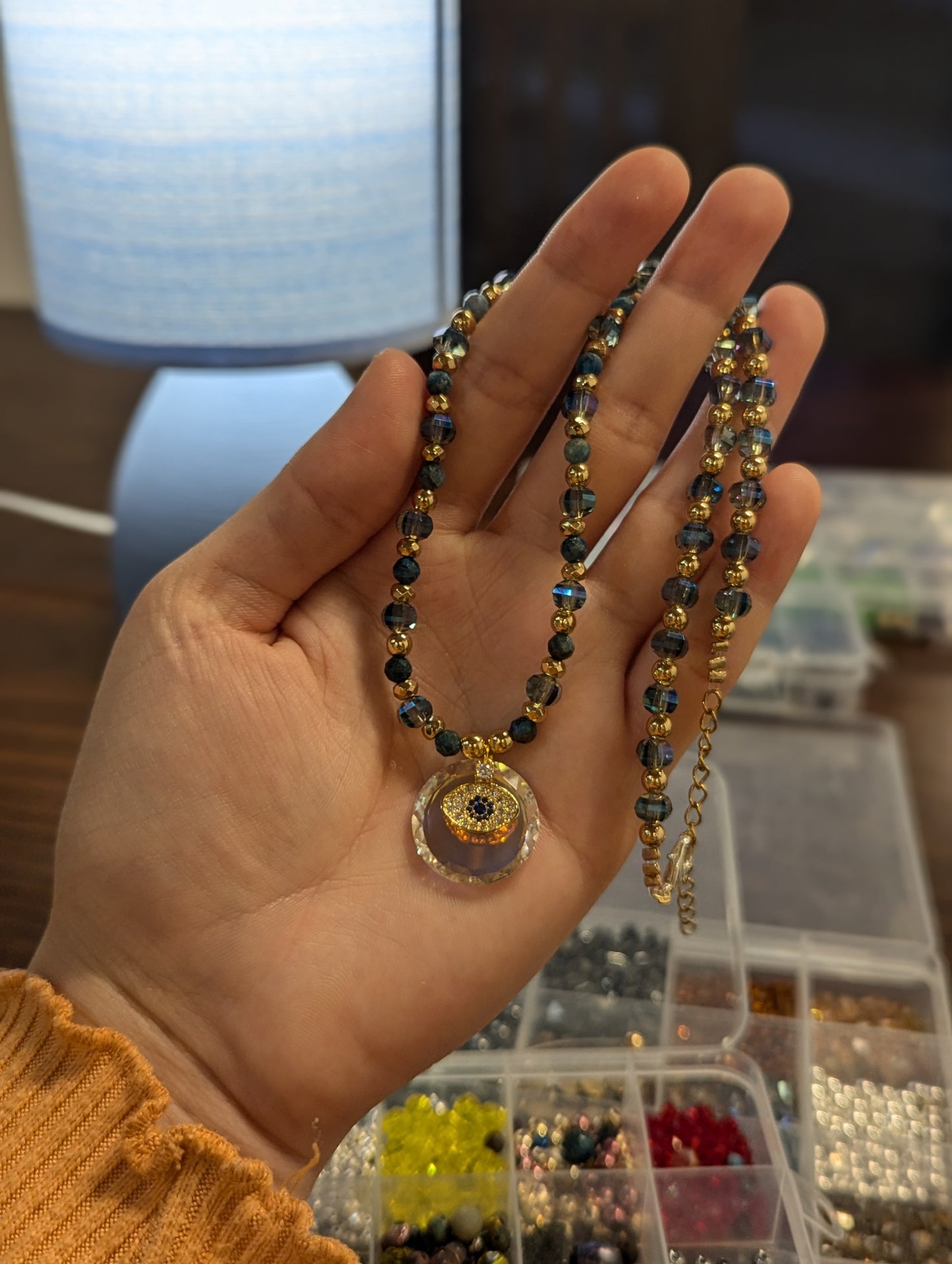 Evil Eye Zirconia, Round Faceted Glass and Apatite Gemstones