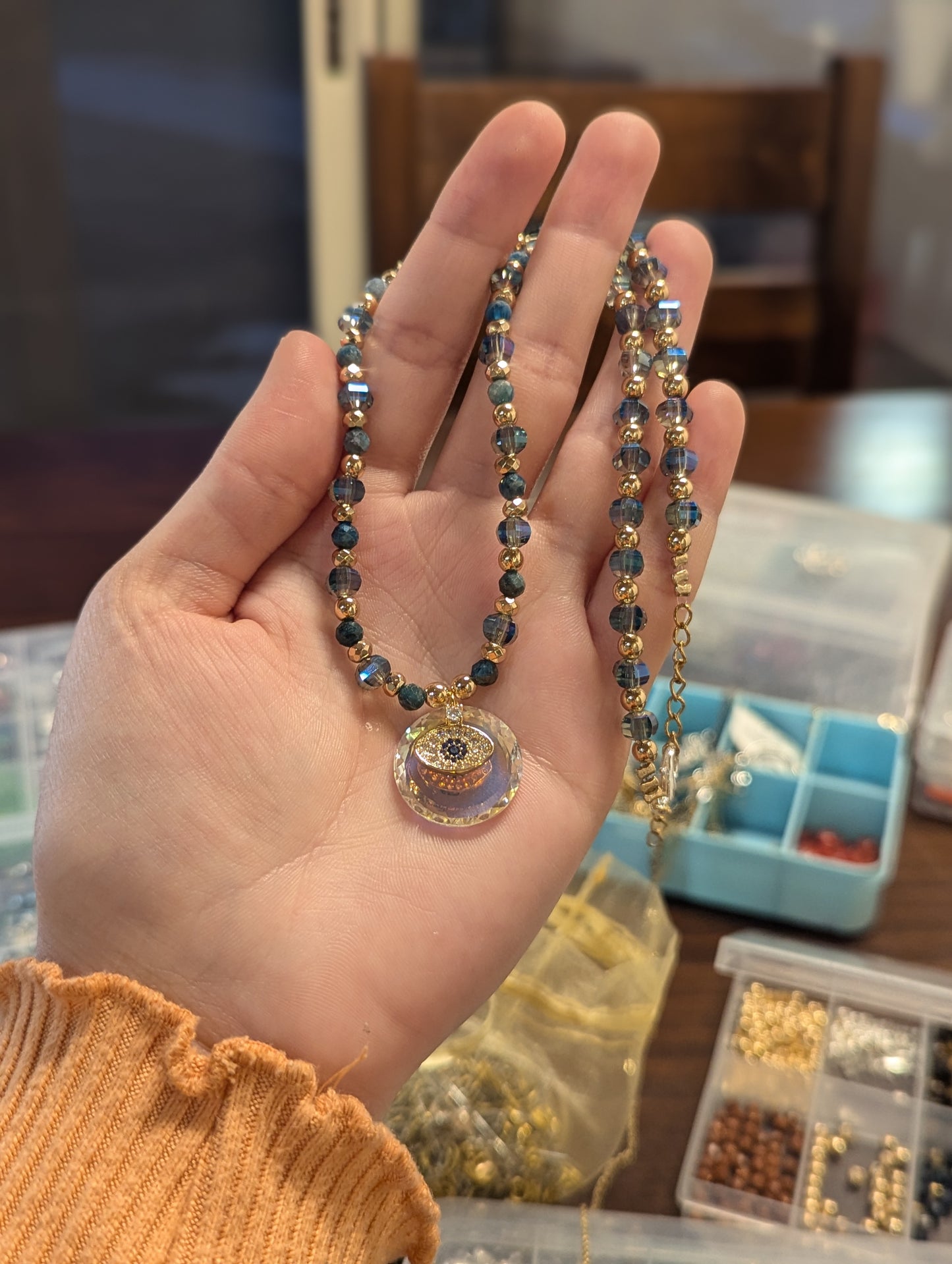 Evil Eye Zirconia, Round Faceted Glass and Apatite Gemstones