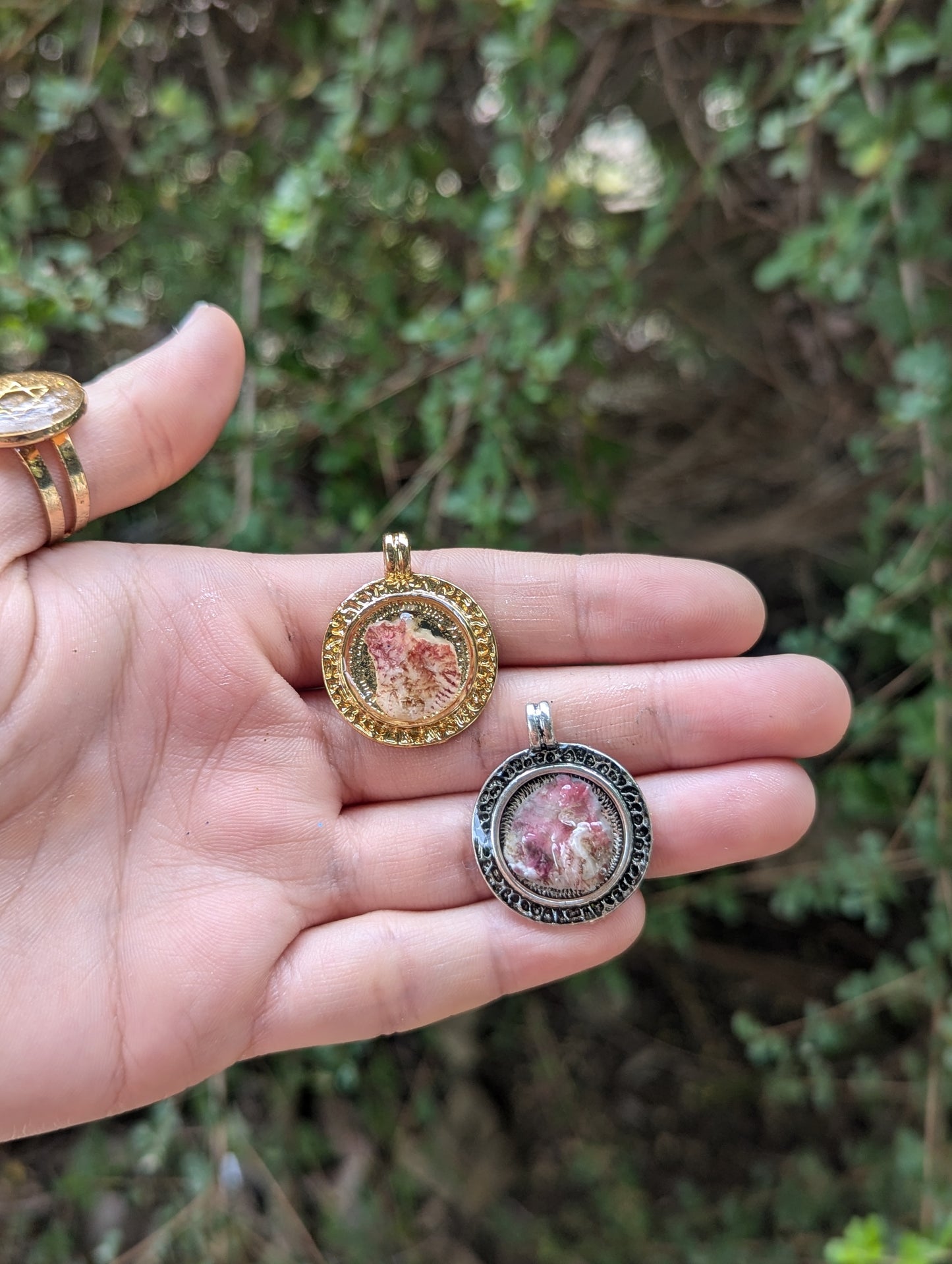 Israel Encapsulated: Pink Shells in Resin Pendants