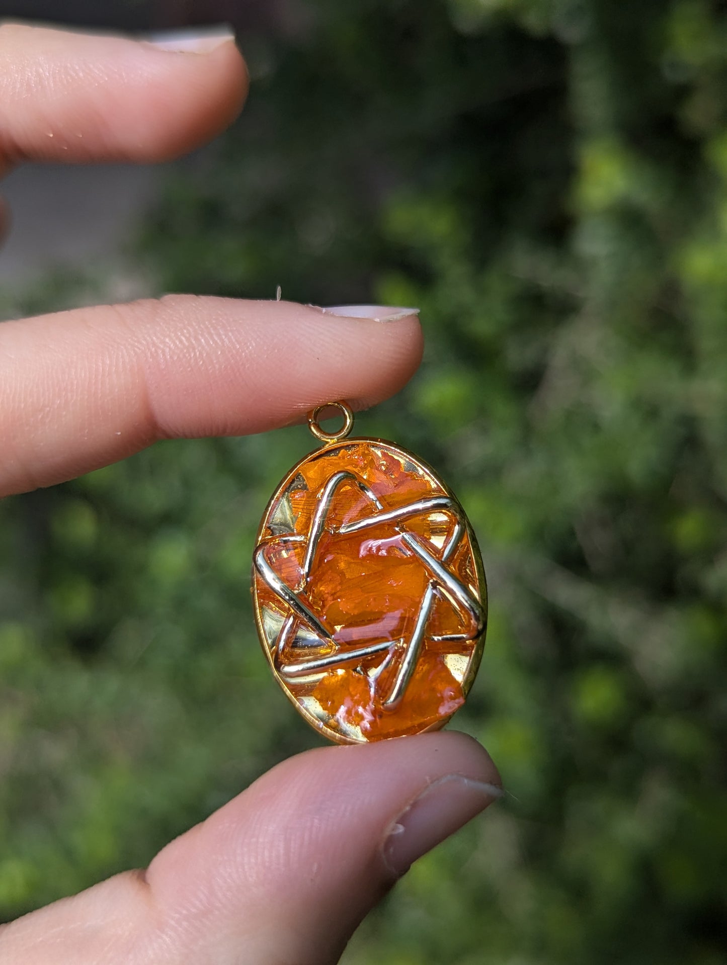 Israel Encapsulated: Gold Magen David & Israeli Orange Flower Leaves