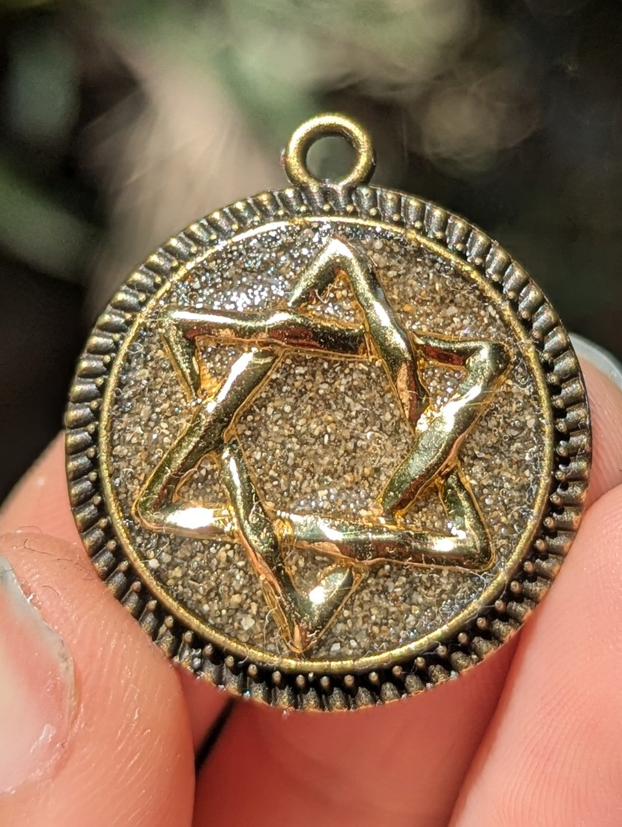 Hol (sand): Israeli Sand and Gold Plated Magen David Resin Pendant