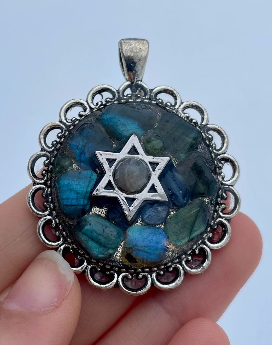 Blue and Grey Labradorite Gemstones Magen David